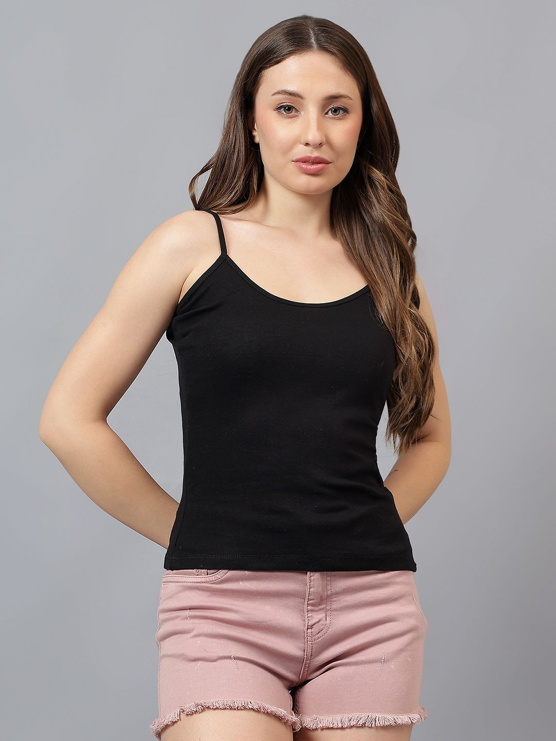 

JJAAGG T Non Padded Pure Cotton Camisoles, Black