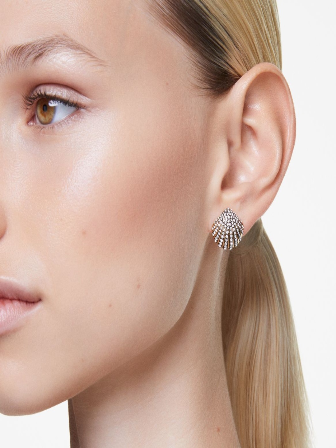 

SWAROVSKI Gold-Plated Crystal Studded Teardrop Shaped Studs