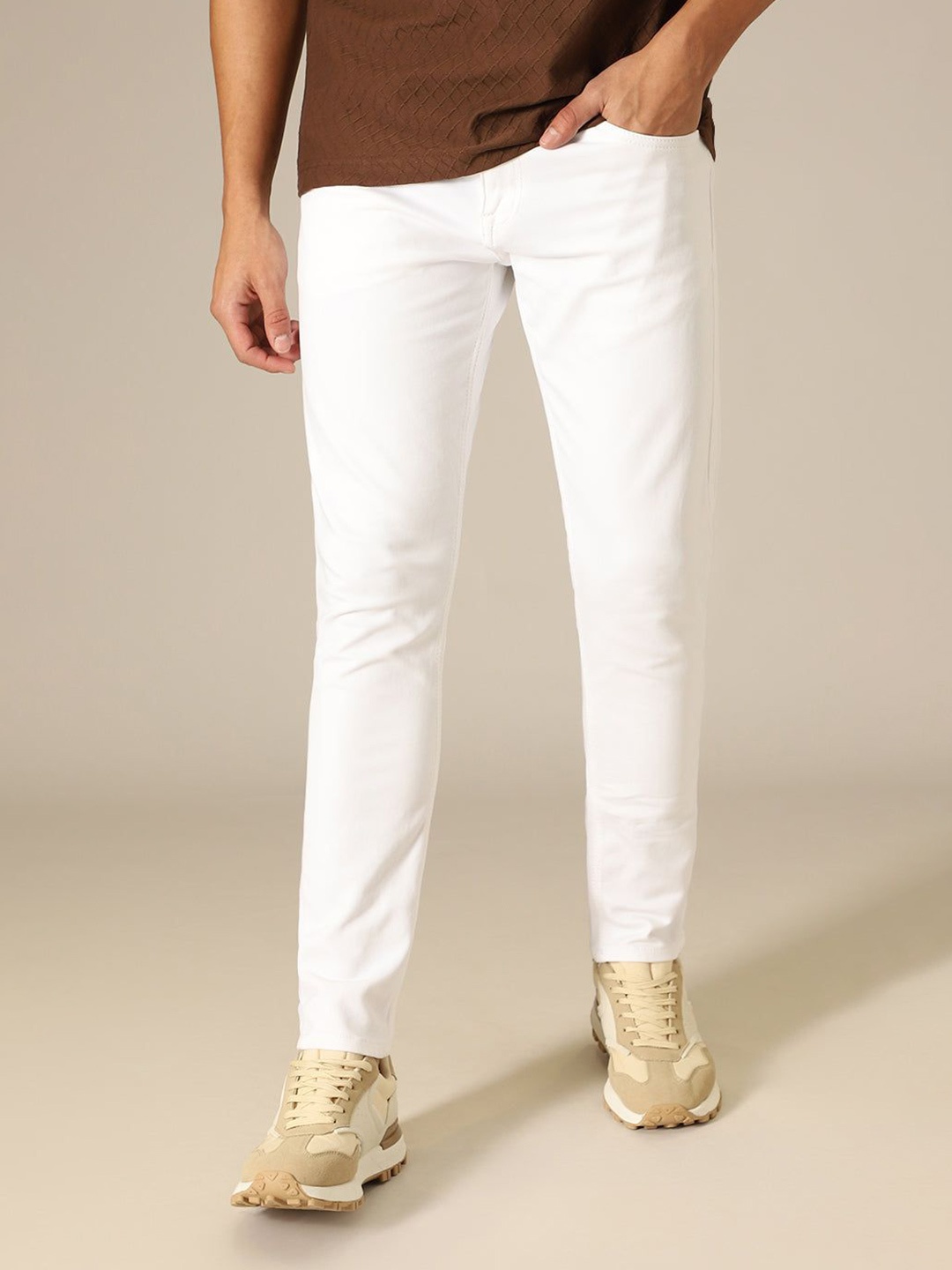 

Banana Club Men White Slim Fit Mid-Rise Cotton Jeans