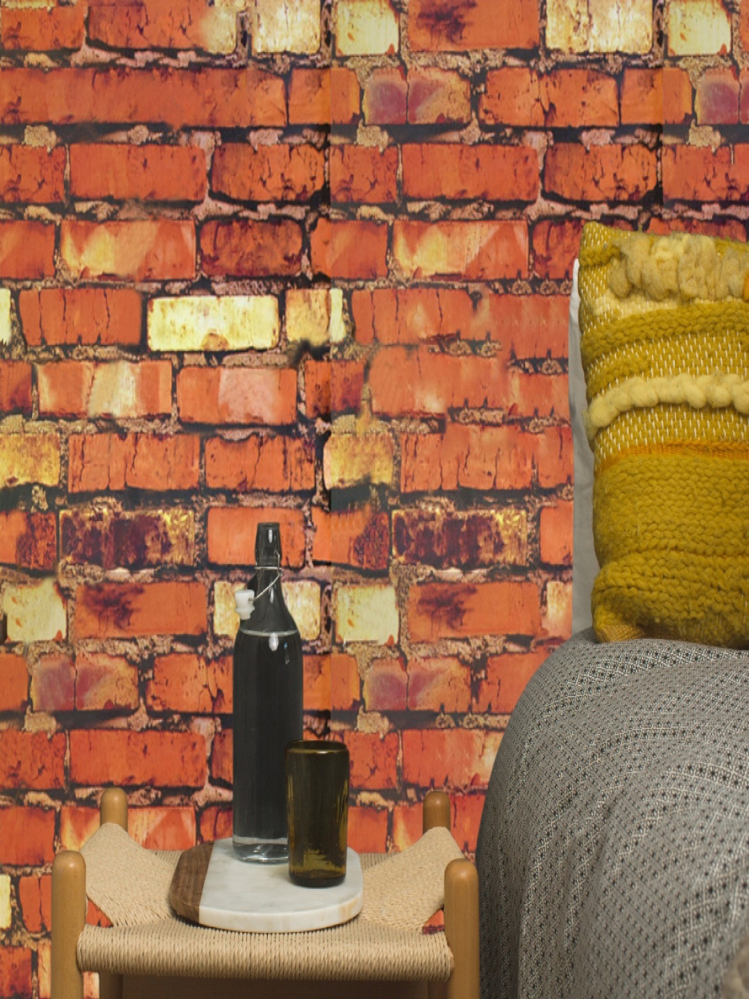 

ANNA CREATIONS Orange Colored & Yellow Geometric Printed Self-Adhesive Wallpaper