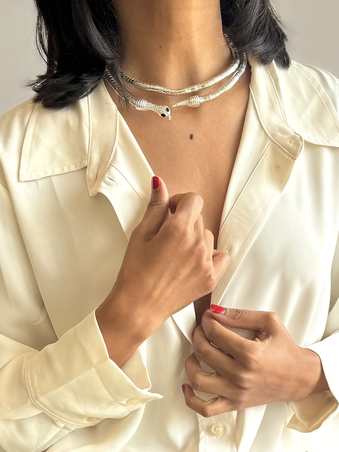 

Janpath Online Statement Necklace, Silver