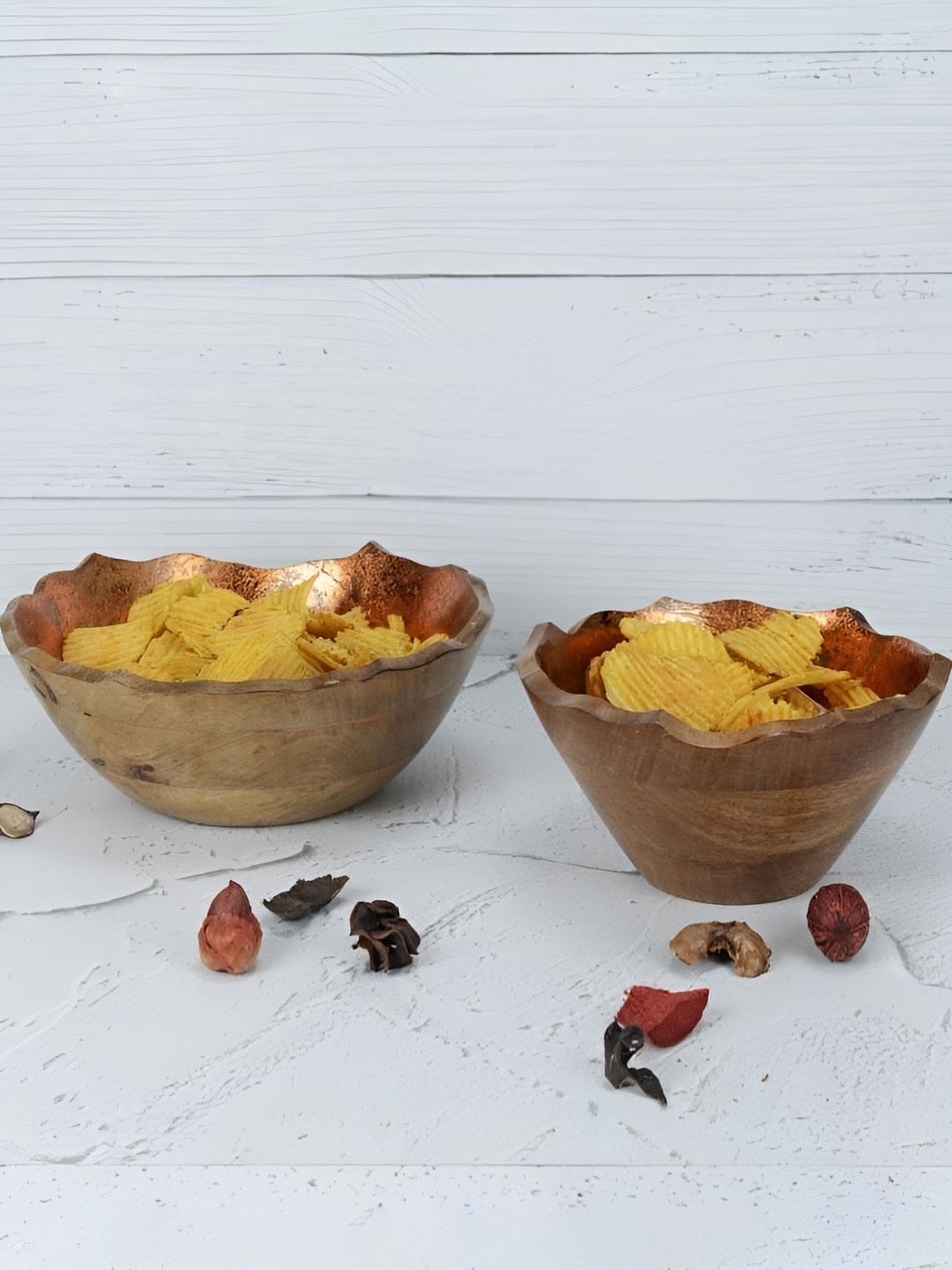 

Maison Modern Copper-Toned 2025 2 Pieces Wood Serving Bowl