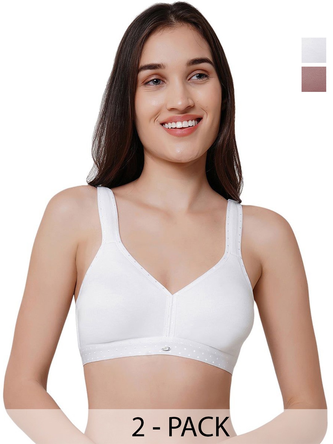 

Soie Women Full coverage Non padded Non wired Bra Pack Of 2, White