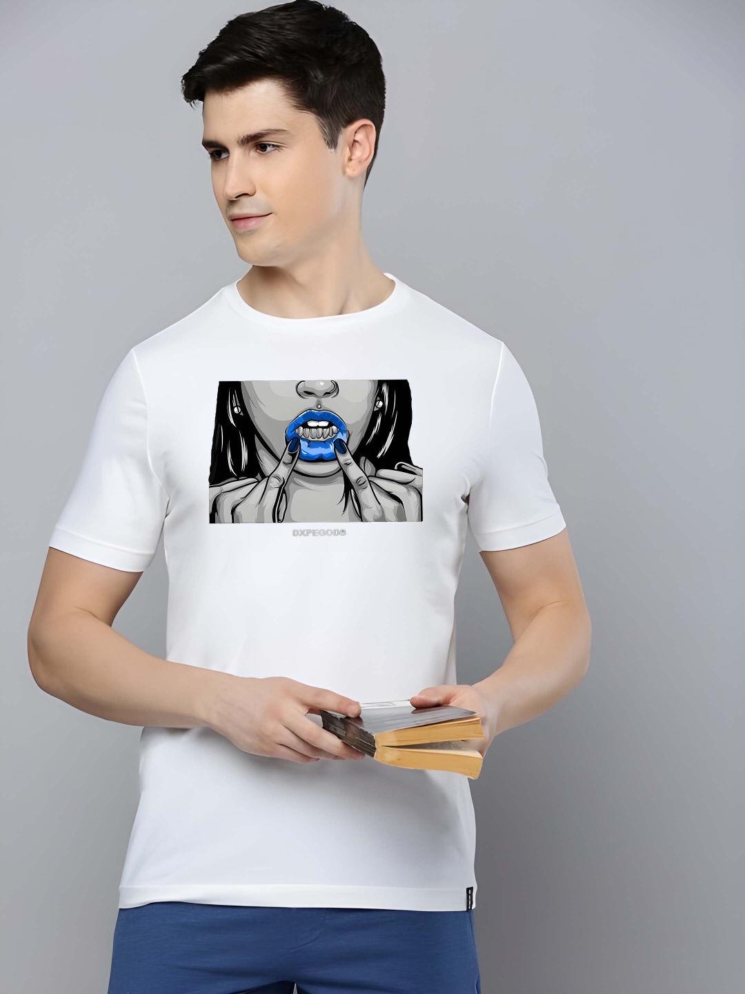 

Krimmple Men Pure Cotton T-shirt, White