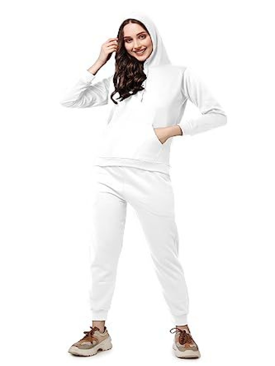 

NOTWILD Women Cotton Hooded Tracksuit, White