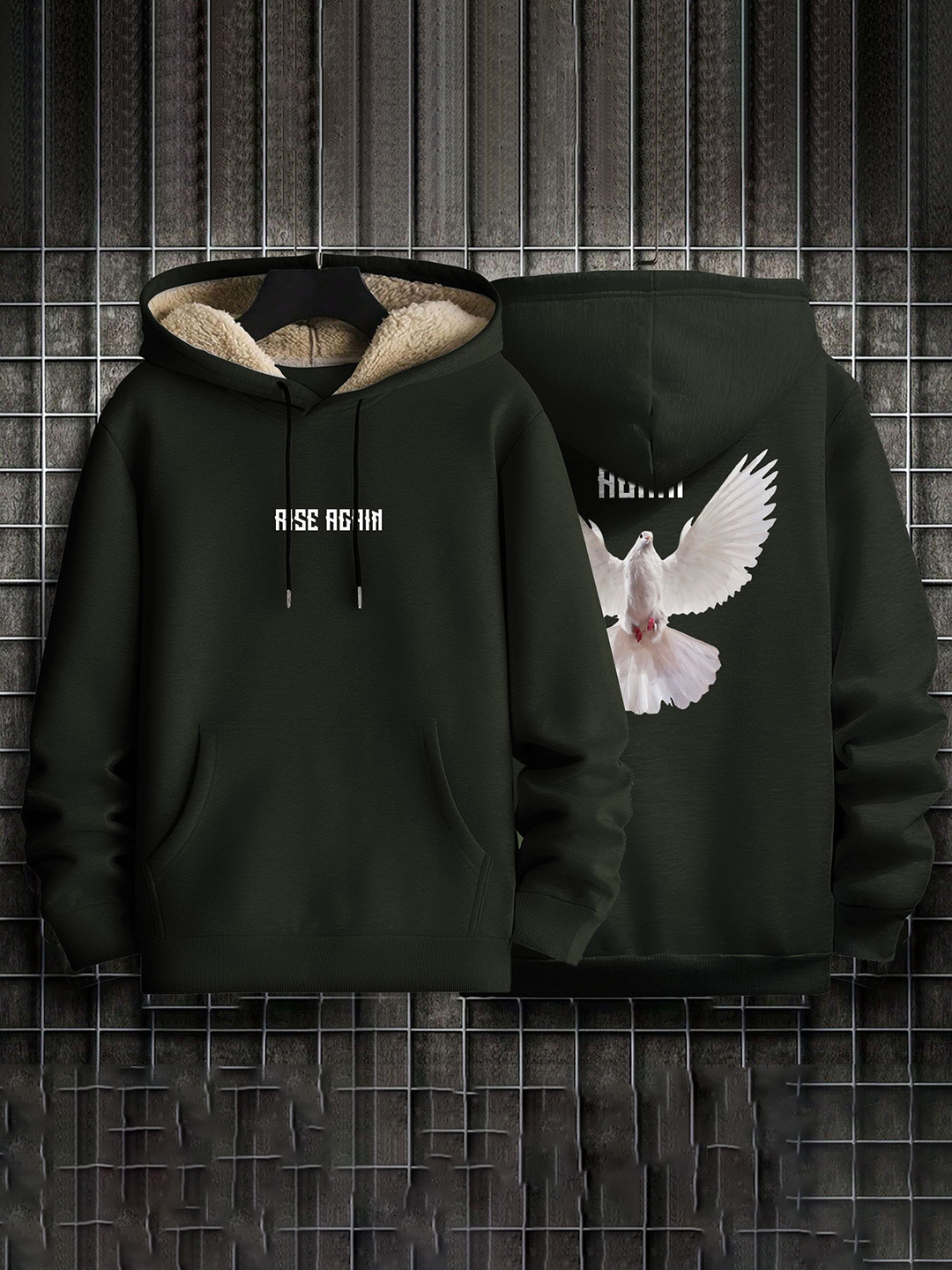 

TOGS & TERRE Women Printed Hooded Sweatshirt, Olive