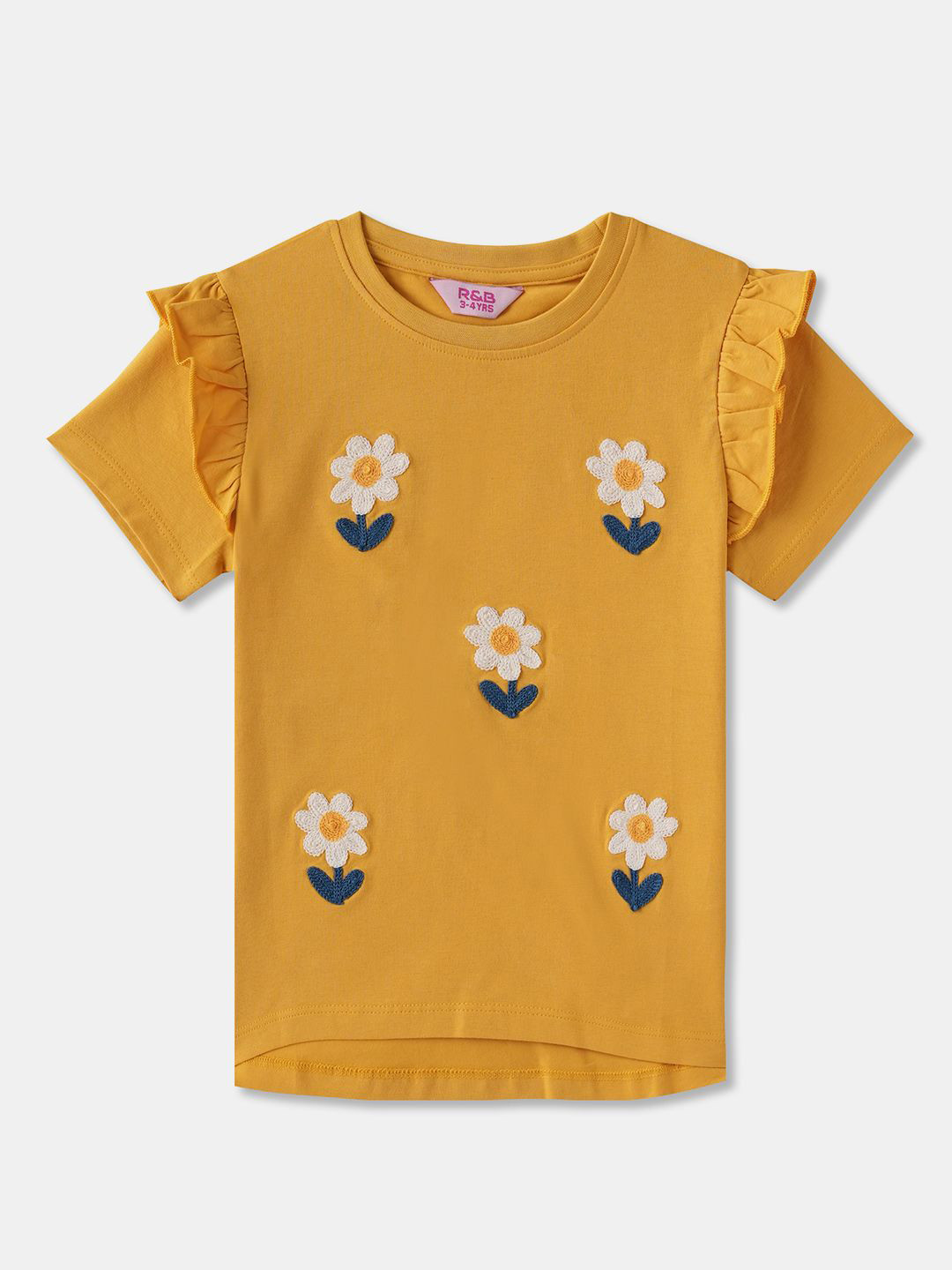 

R&B Floral Print Cotton Top, Yellow