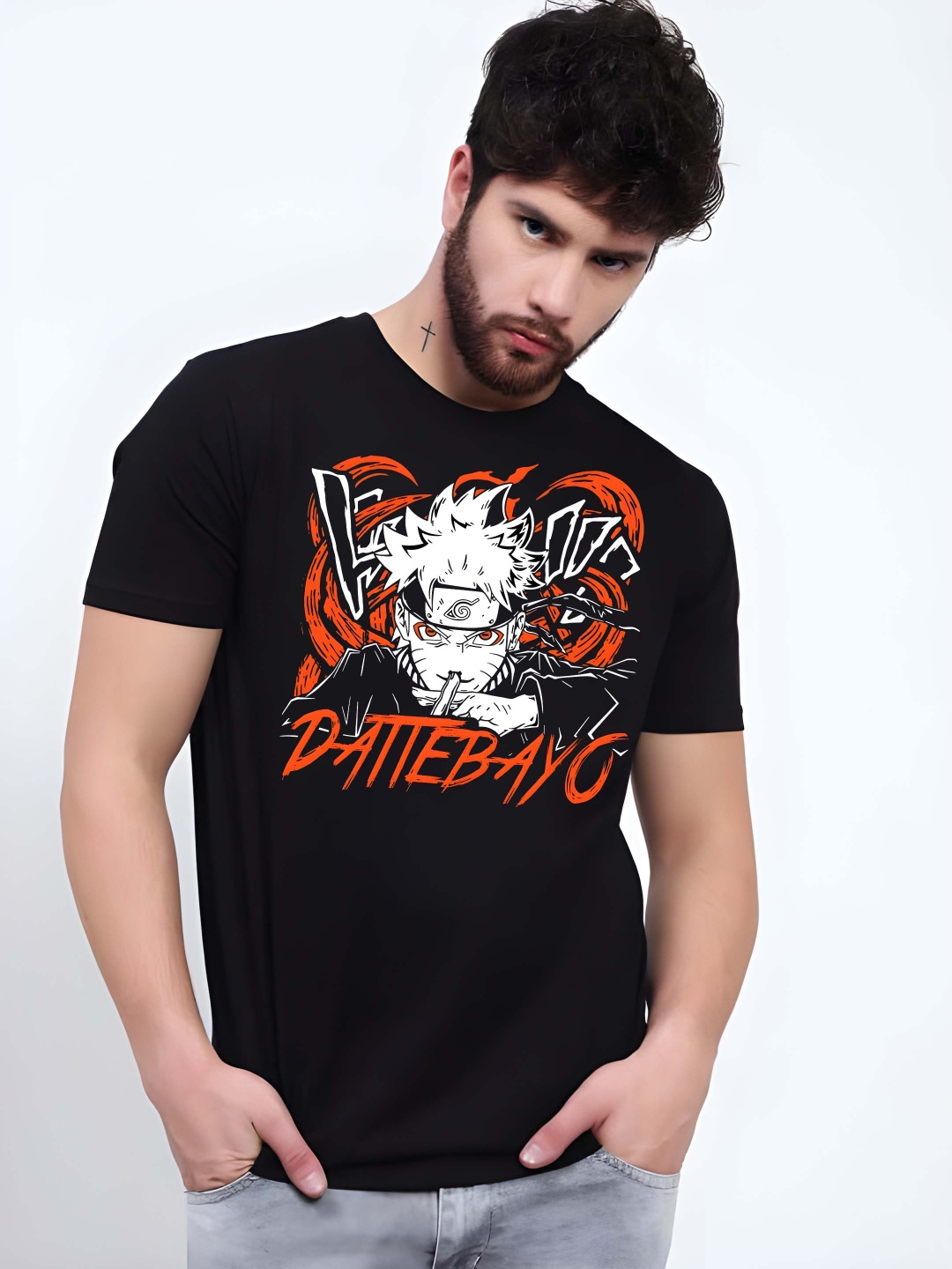 

BOWLIFESTYLE Men Pure Cotton T-shirt, Black