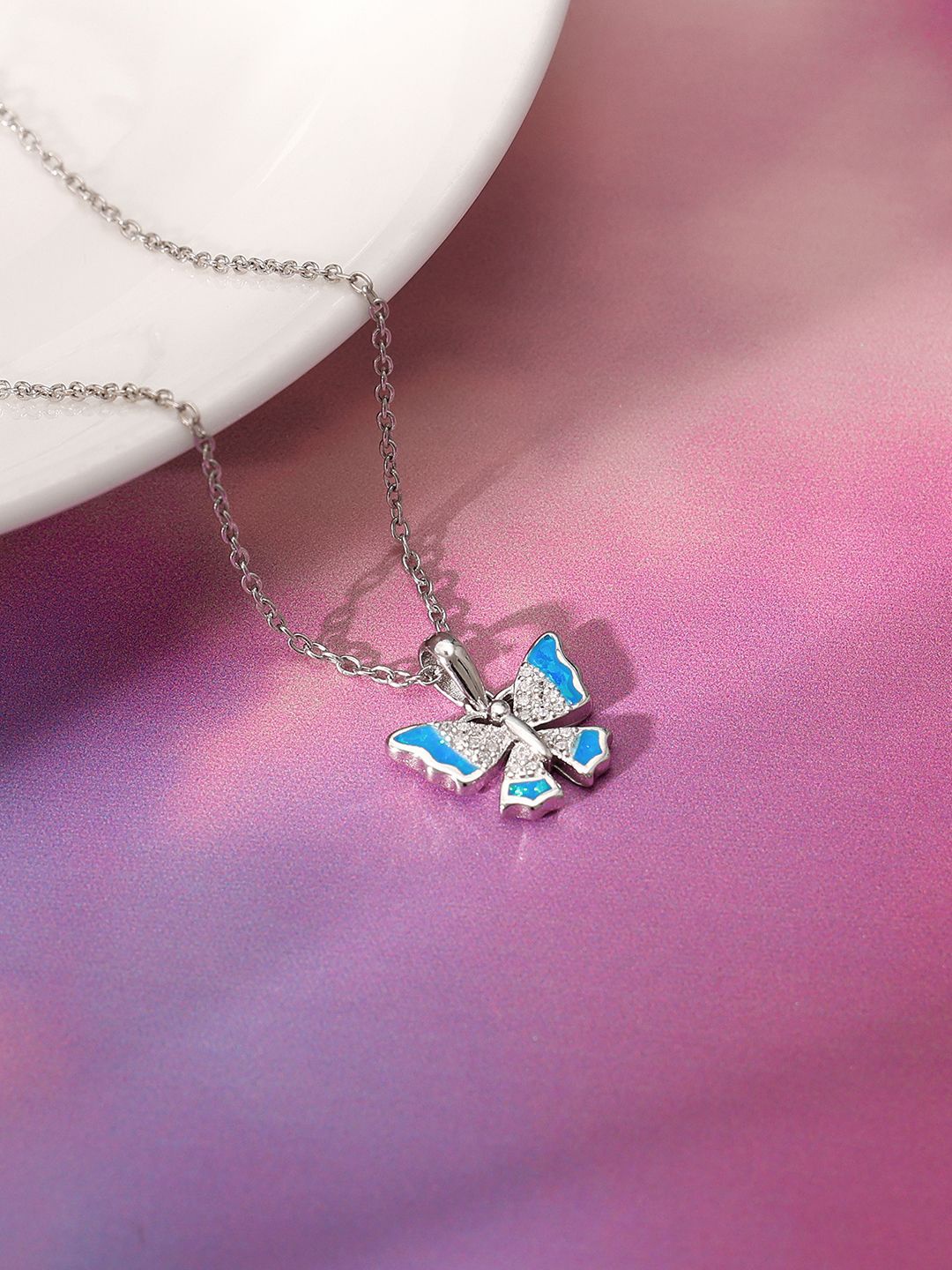 

GIVA Rhodium-Plated Contemporary Pendants with Chains, Silver
