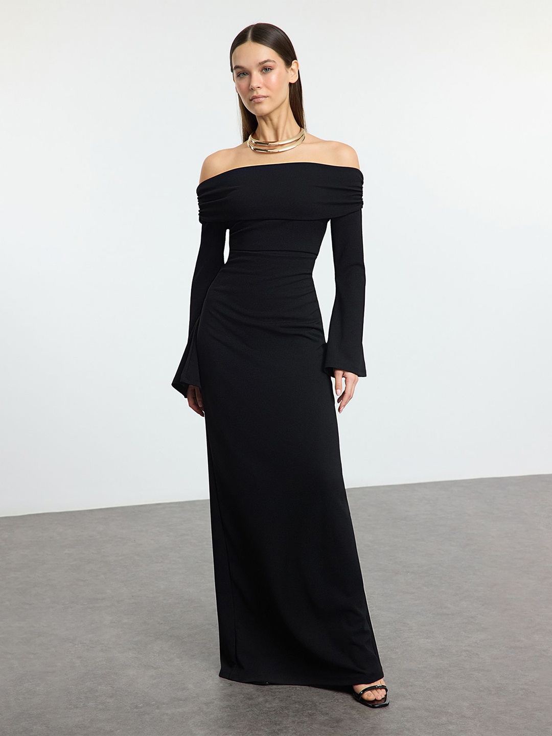 

Trendyol Off-Shoulder Maxi Dress, Black