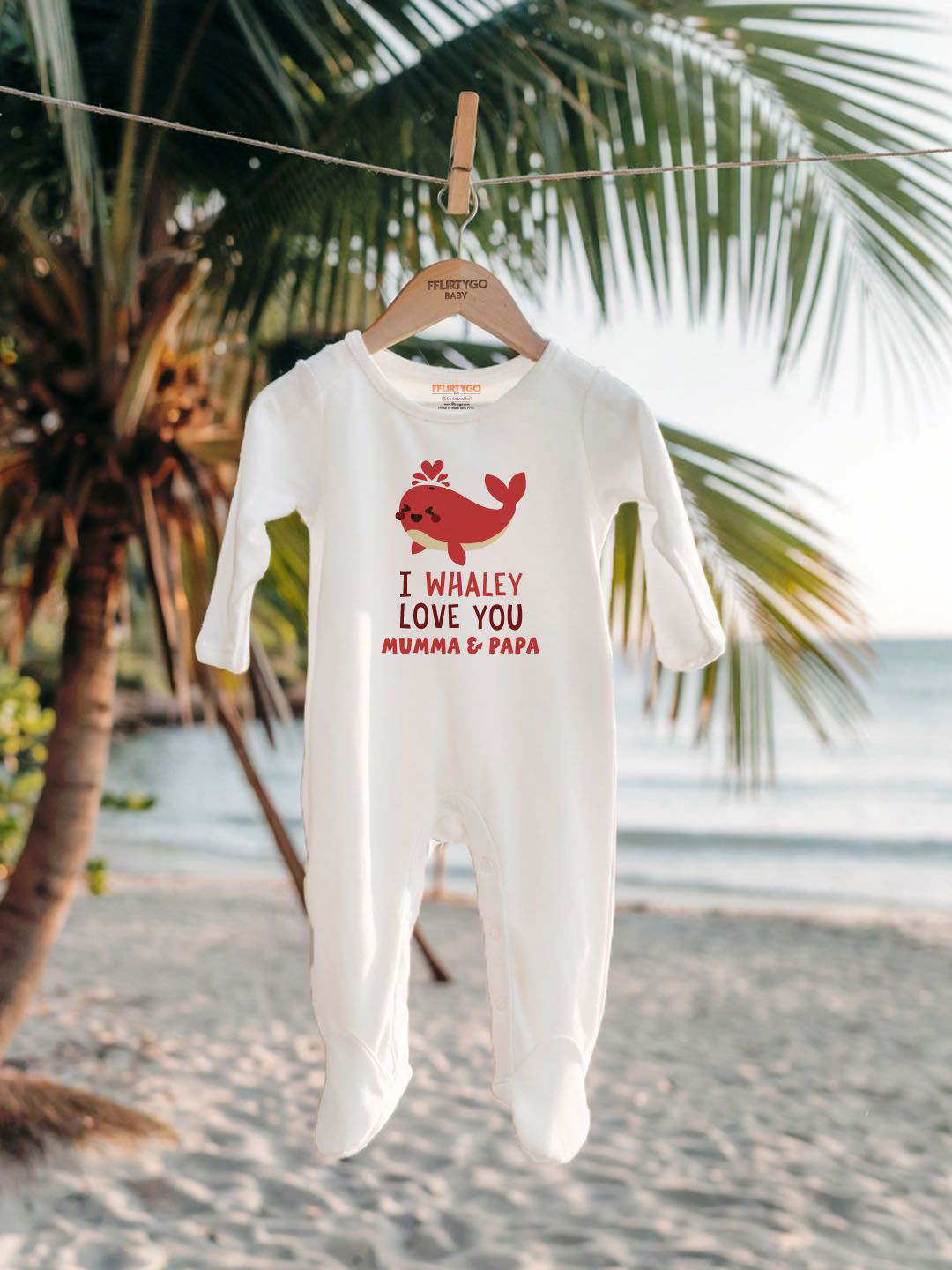 

FFLIRTYGO Infants Kids Valentine day Printed Pure Cotton Sleepsuit, White