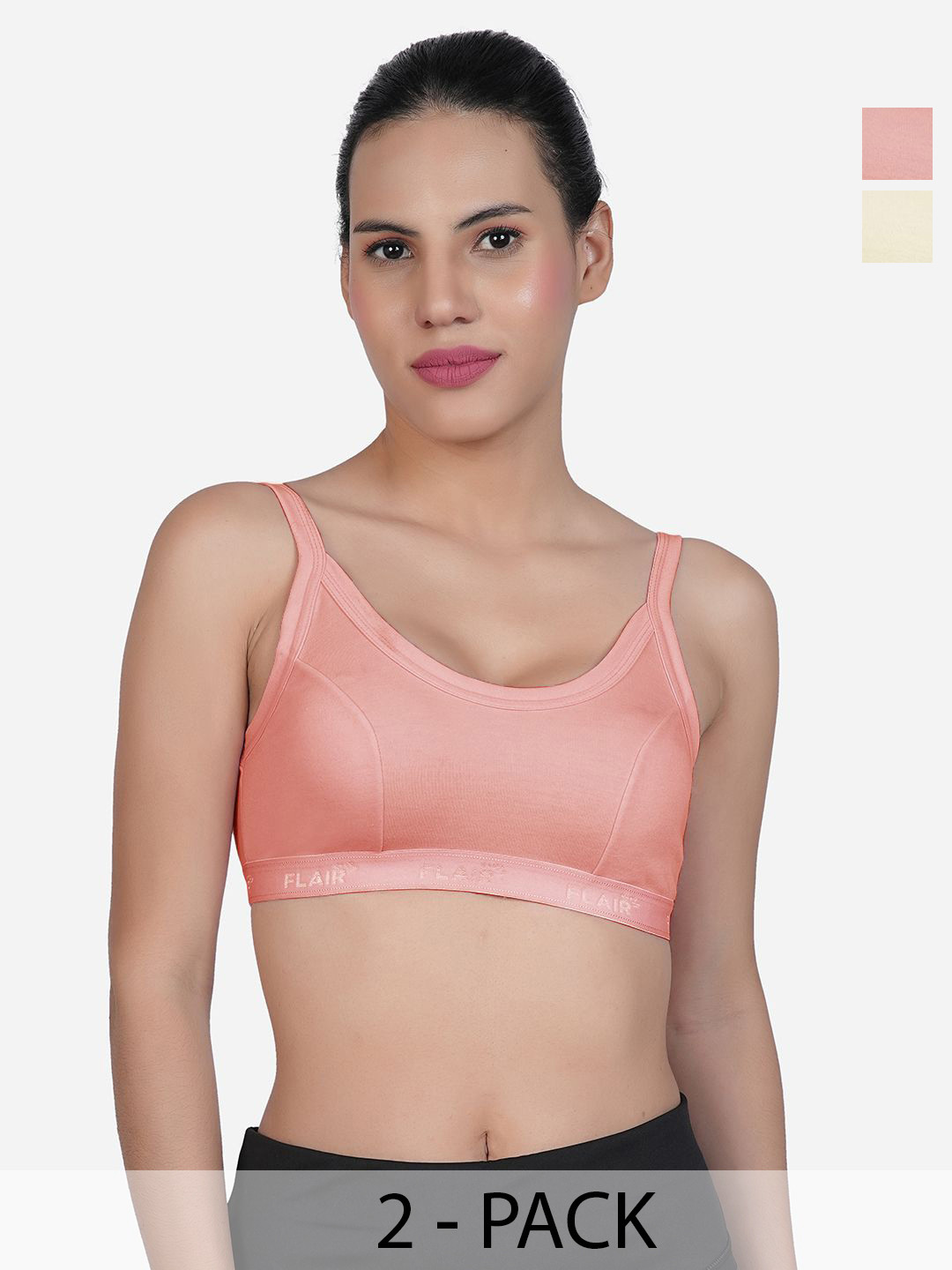 

SHYAM SONS FLAIR Pack Of 2 Full Coverage Workout Bra, Beige