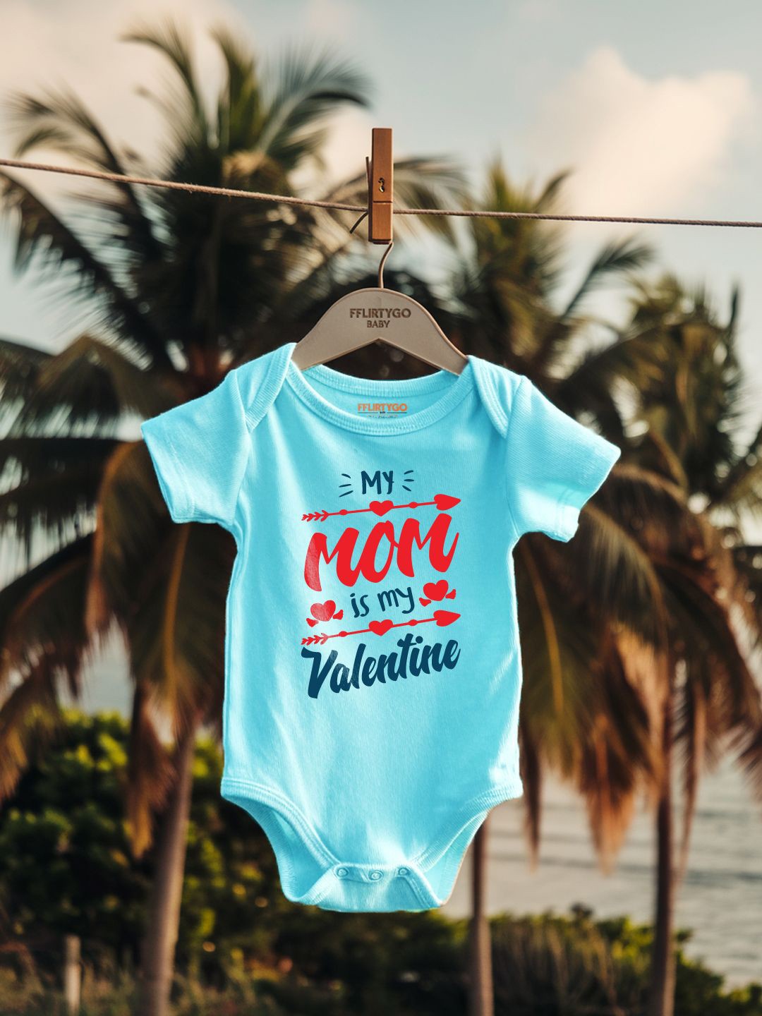 

FFLIRTYGO Infants Printed Cotton Bodysuit, Turquoise blue