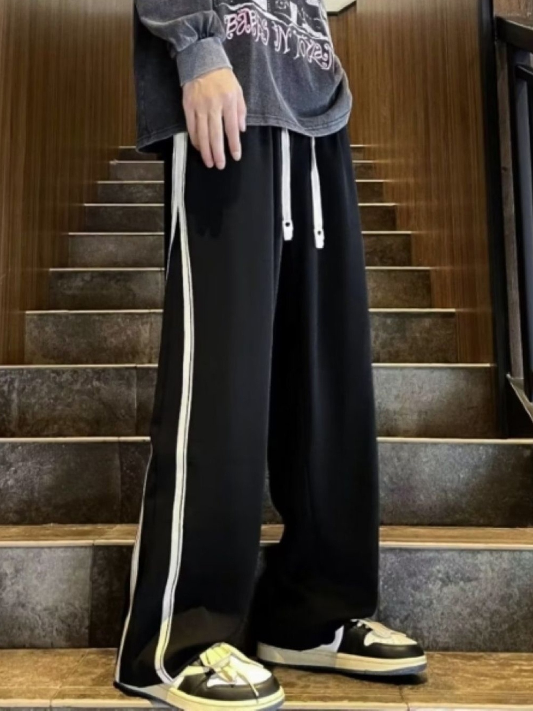 

StyleCast Men Striped Mid-Rise Original Fit Trousers, Black