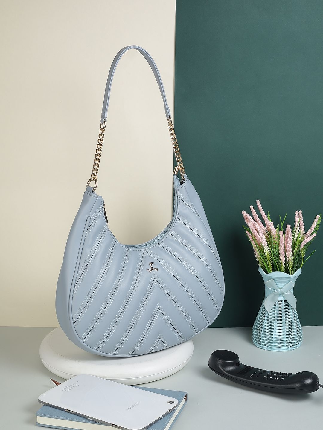 

Mochi PU Structured Hobo Bag with Tasselled, Blue