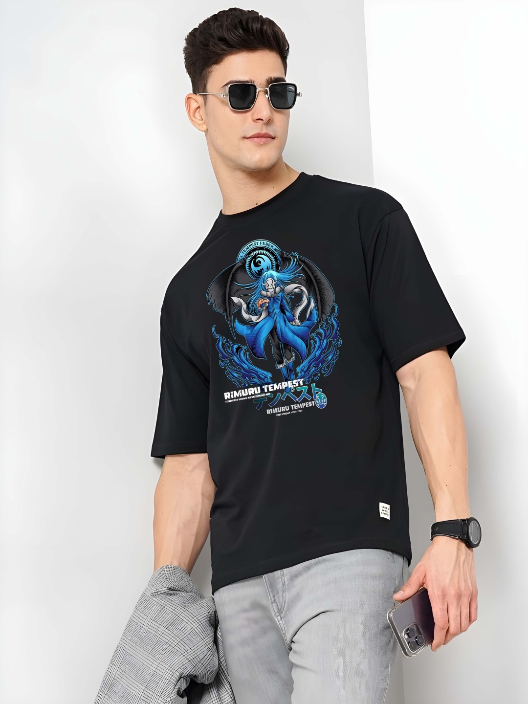 

BOWLIFESTYLE Men Graphic Printed Relaxed Fit Pure Cotton T-shirt, Black