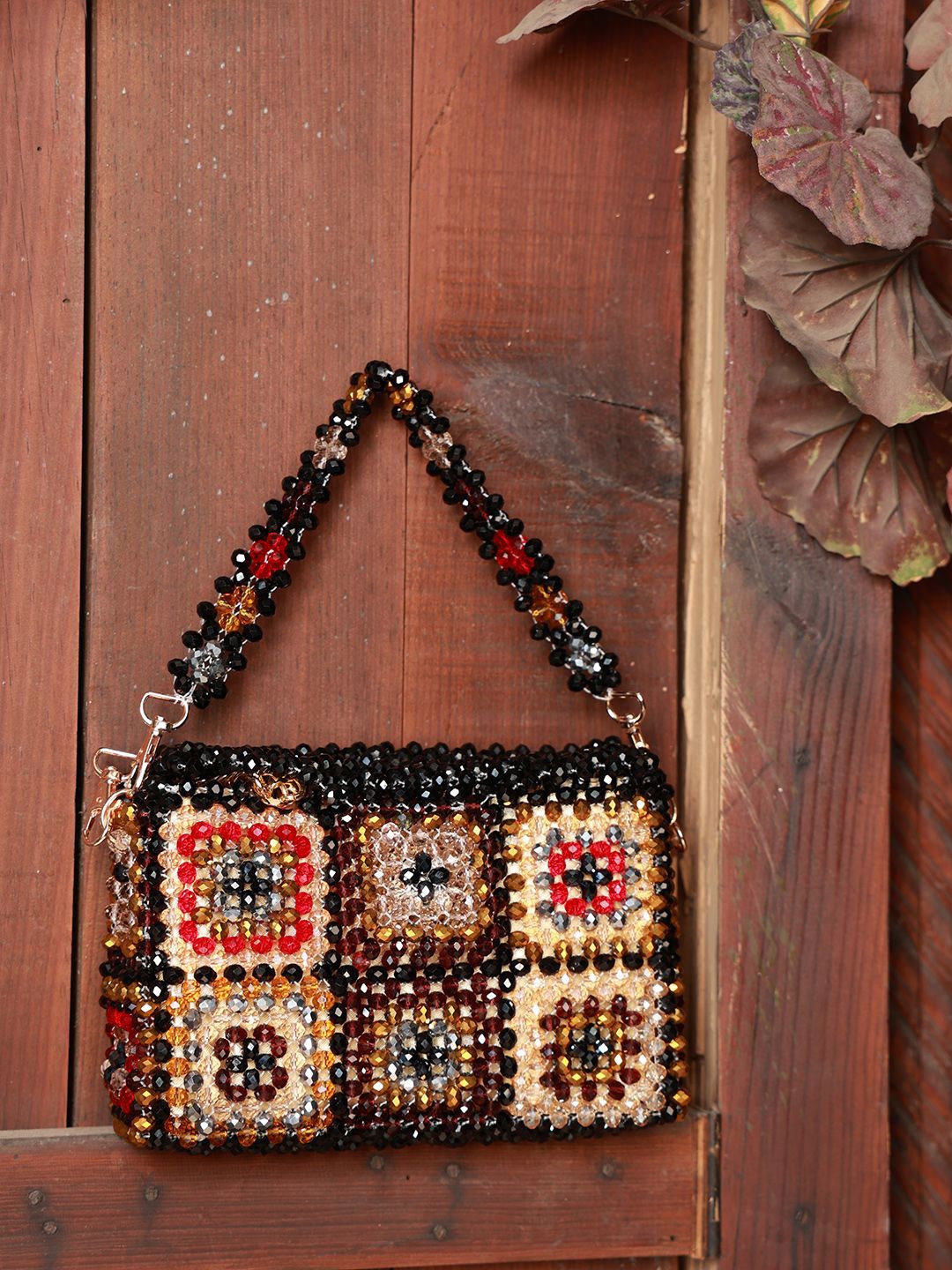 

Chiaro Women Embellished Suede Structured Party Sling Bag, Black