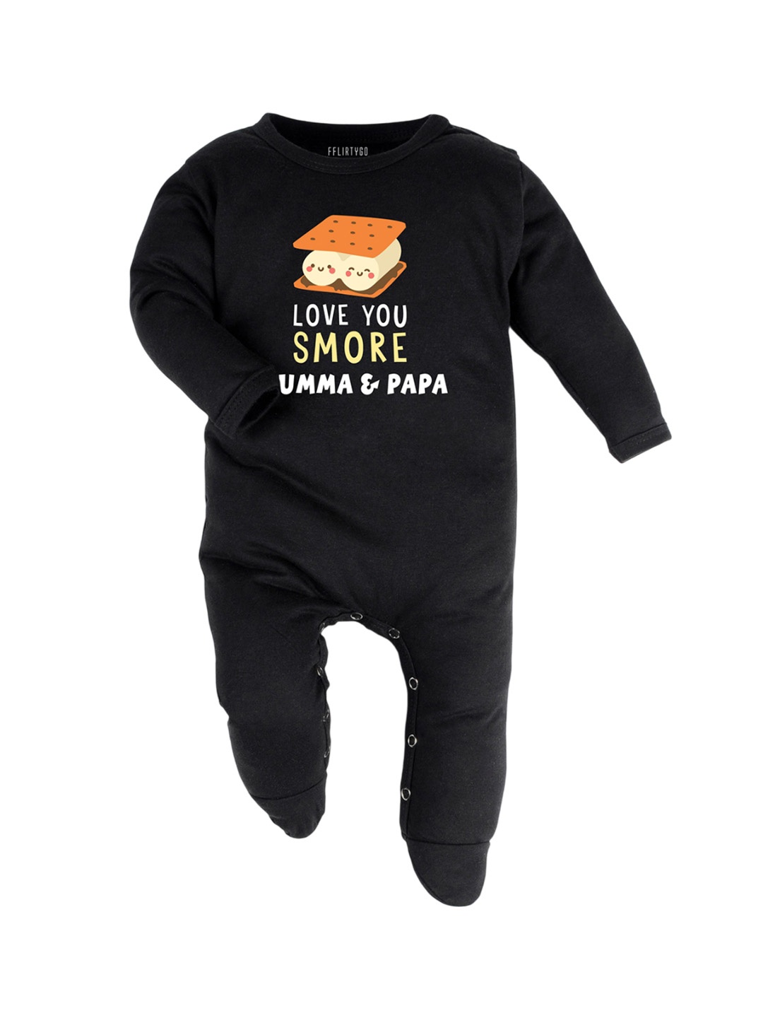 

FFLIRTYGO Infants Printed Cotton Sleepsuit, Black