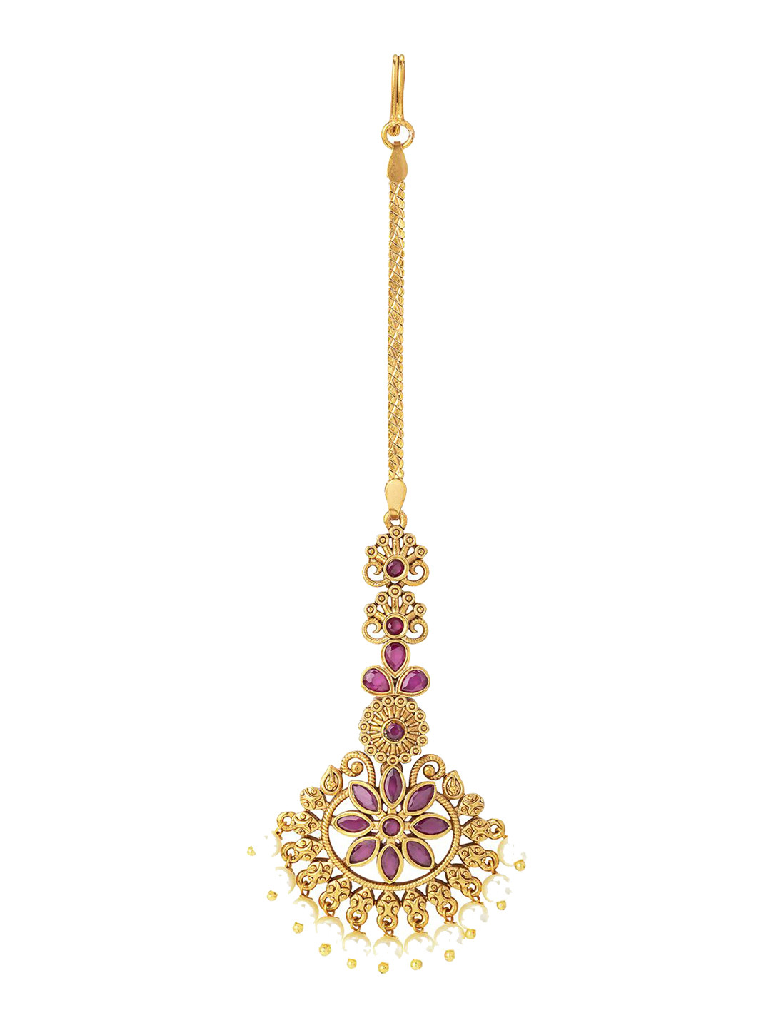 

Peora Gold-Plated Artificial Stones Studded Maang Tikka