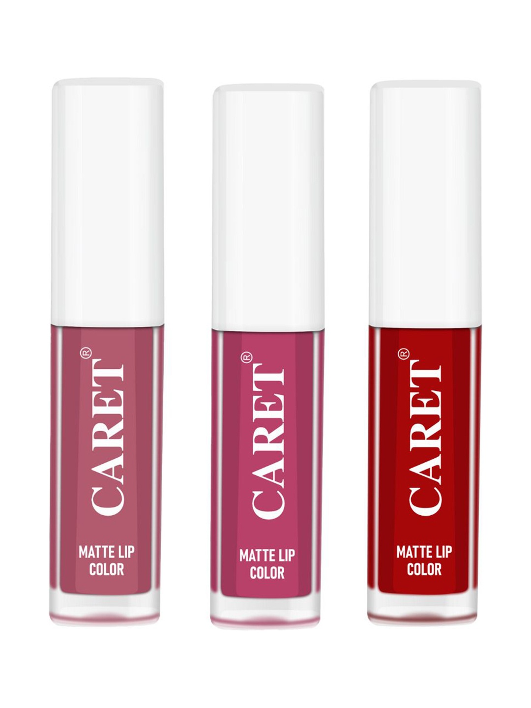 

CARET ORGANIC Set Of 3 Super-Pigmented Liquid Matte Lipsticks - 6 ml - 2 - 8 - 3, Pink