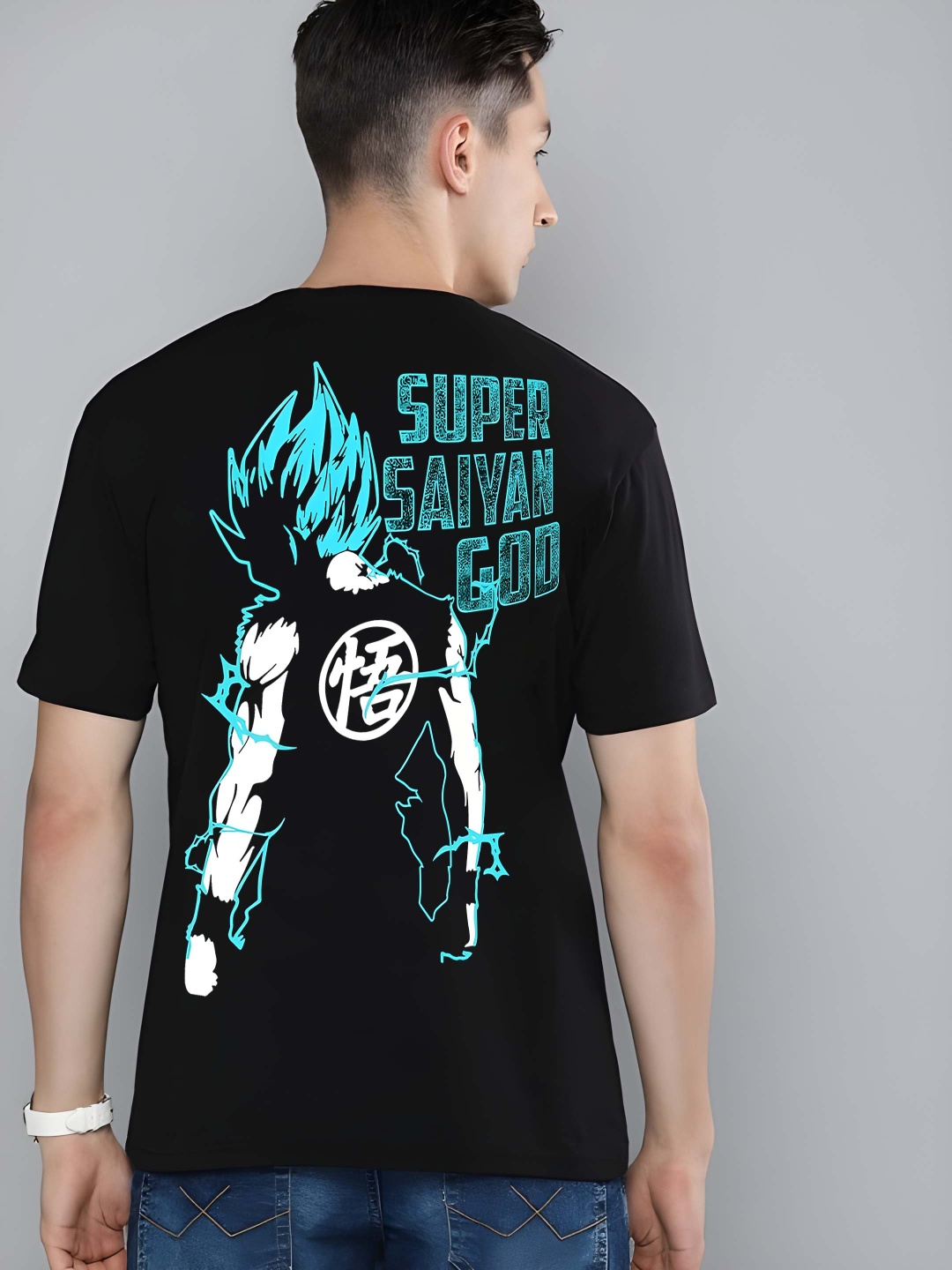 

BOWLIFESTYLE Men Dragon Ball Z Graphic Printed Round Neck Cotton T-shirt, Black