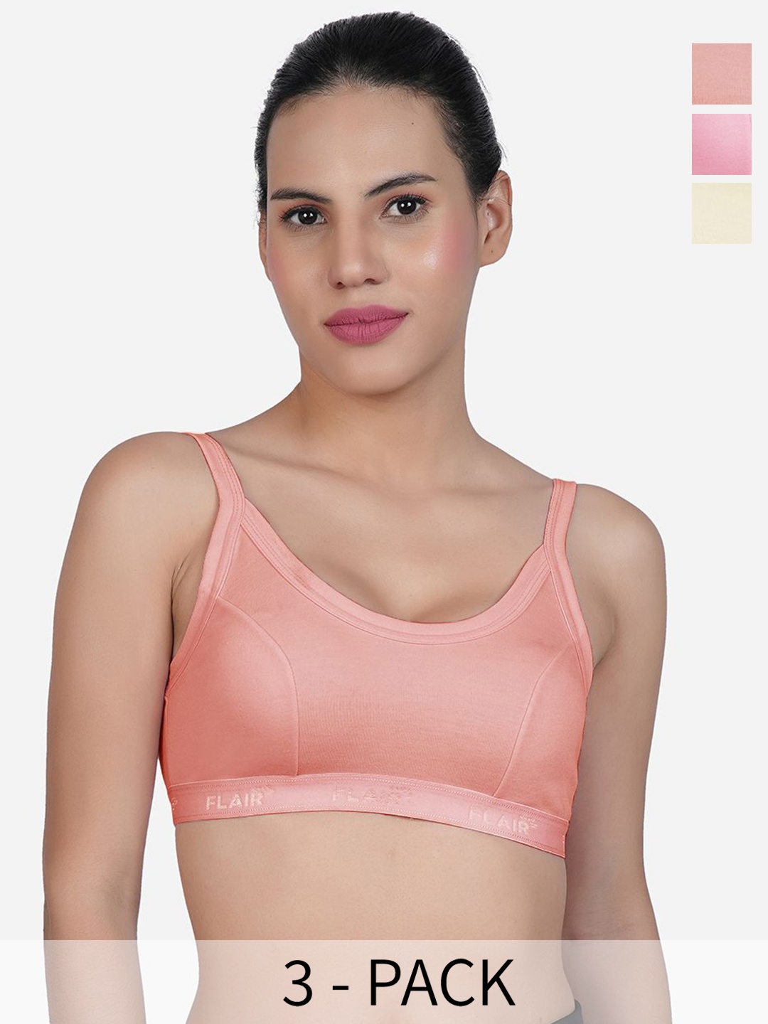 

SHYAM SONS FLAIR Women Pack of 3 Bra Full Coverage Non-Wired & Non Padded Bra, Pink