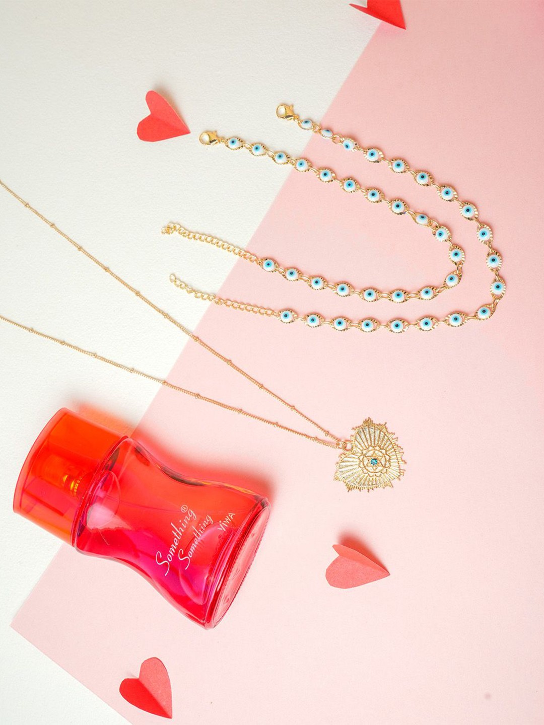

VIRAASI Set Of 3 Valentine Chain With Anklet And Perfume Gift Set, Gold