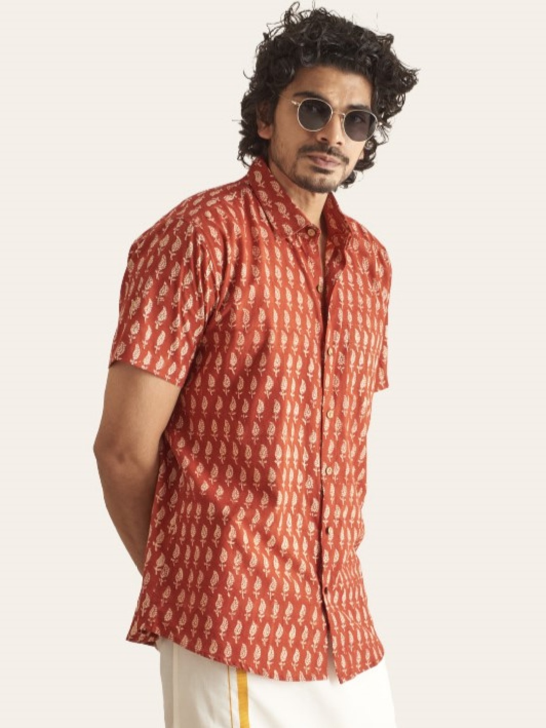 

Patrah Men Ethnic Motifs Printed Cotton Relaxed Opaque Casual Shirt, Red