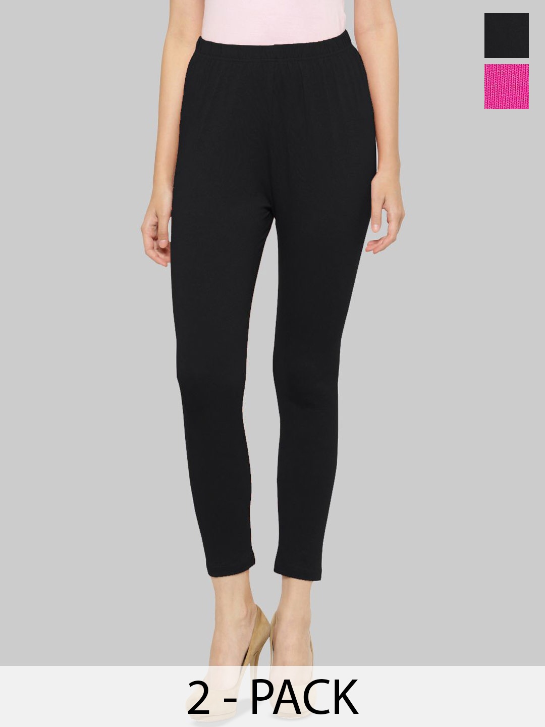 

Castle Lifestyle Pack Of 2 Relaxed Fit Ankle Length Leggings, Magenta