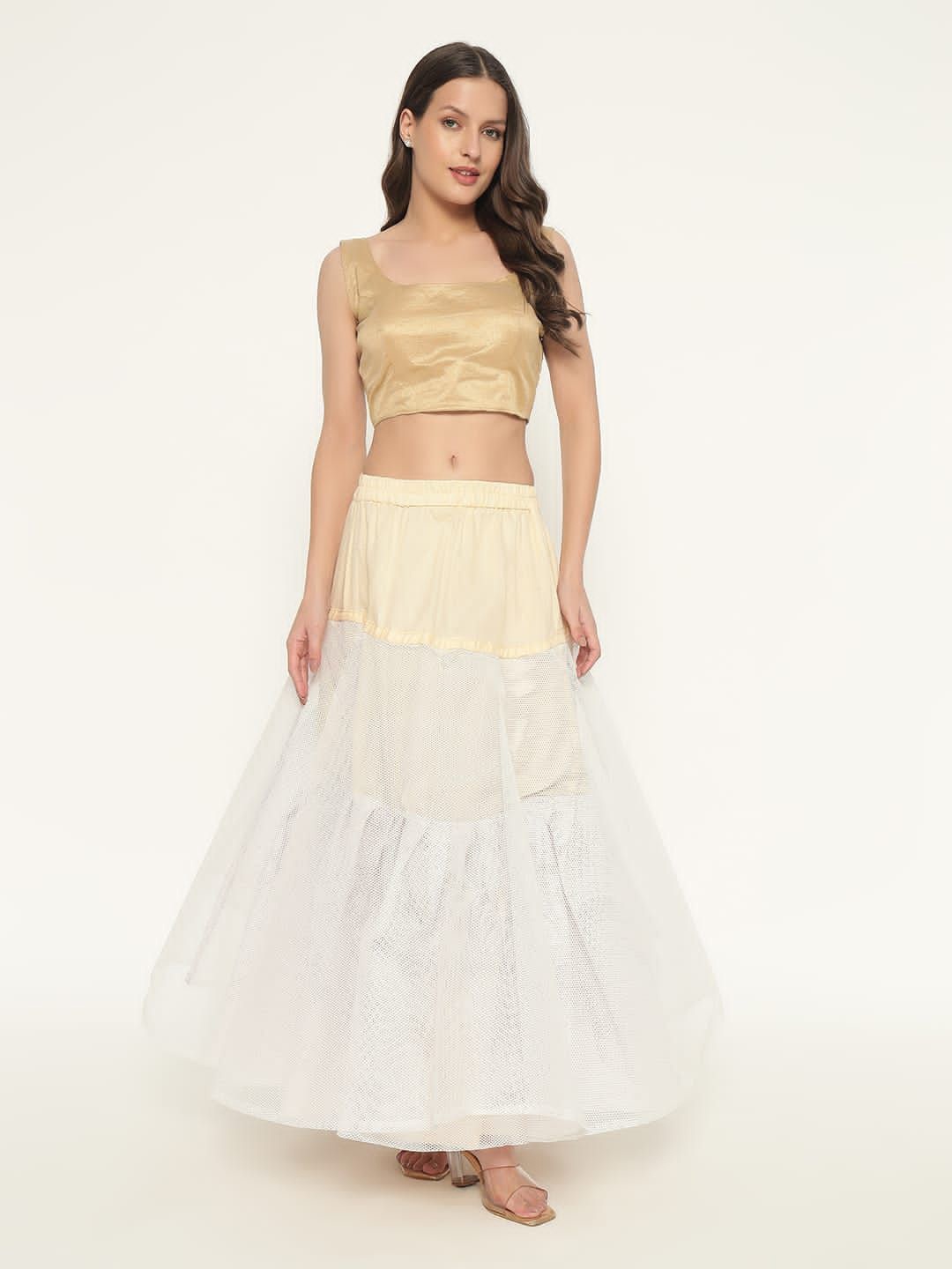 

shyama creations Women Ready to Wear Lehenga Choli, White