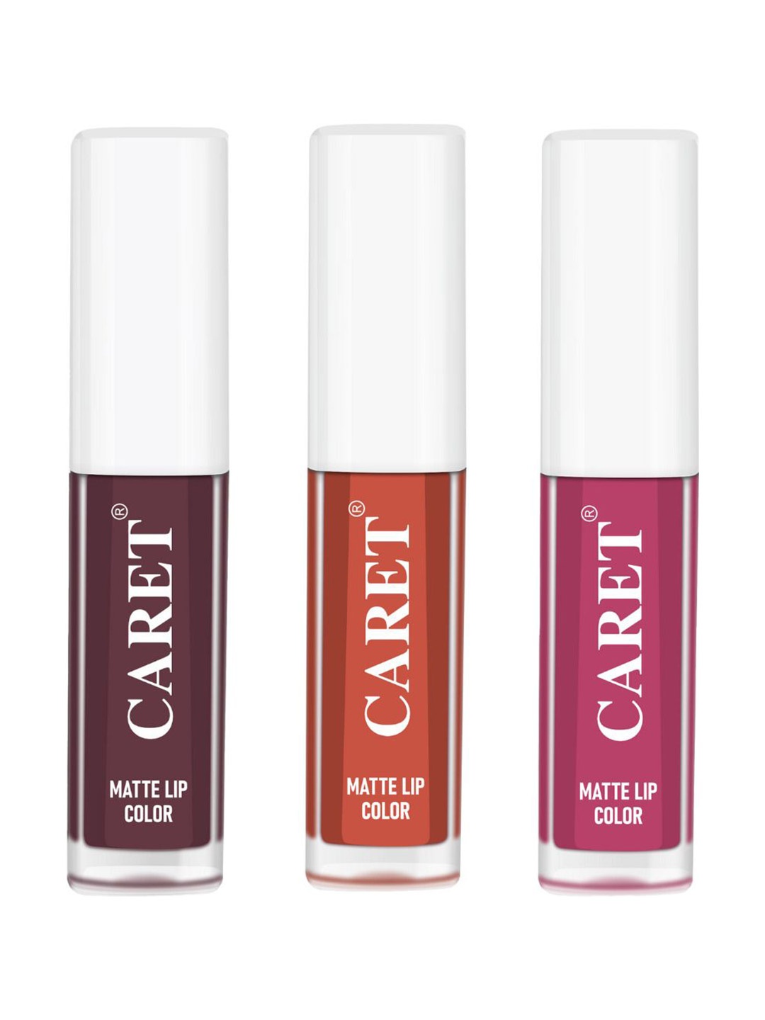 

CARET ORGANIC Set Of 3 Super-Pigmented Liquid Matte Lipsticks - 2 ml Each - 7-6-8, Pink