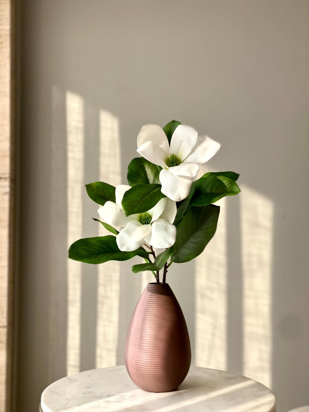 

Mason Home Green & White Artificial Magnolia Silk Flower Stem