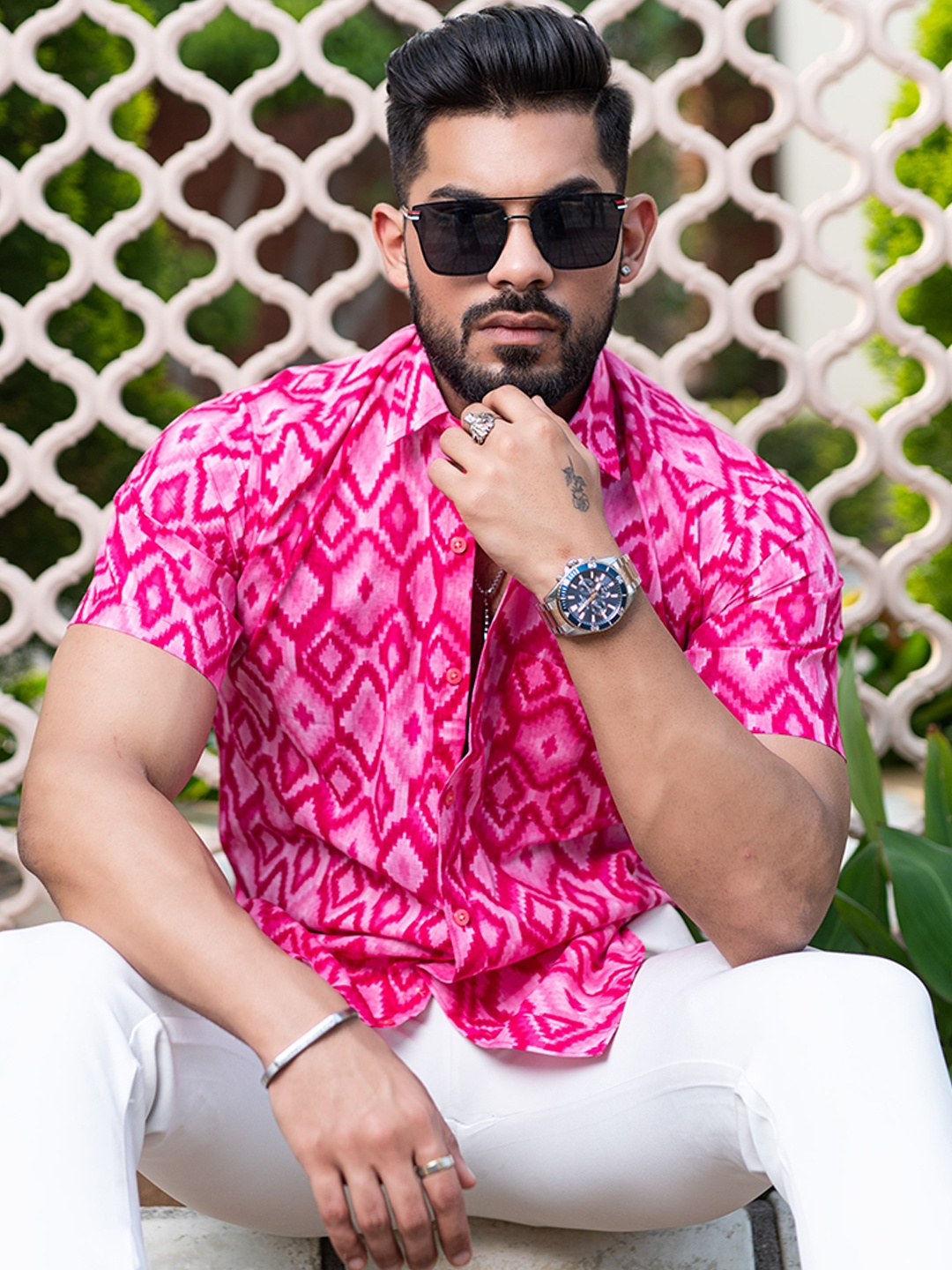 

Tistabene Men Comfort Opaque Printed Casual Shirt, Pink