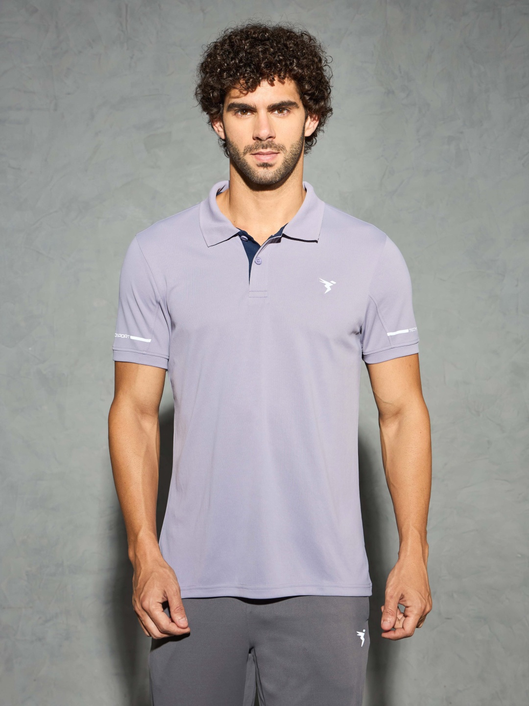 

Technosport Men Polo Collar Antimicrobial Slim Fit T-shirt, Purple