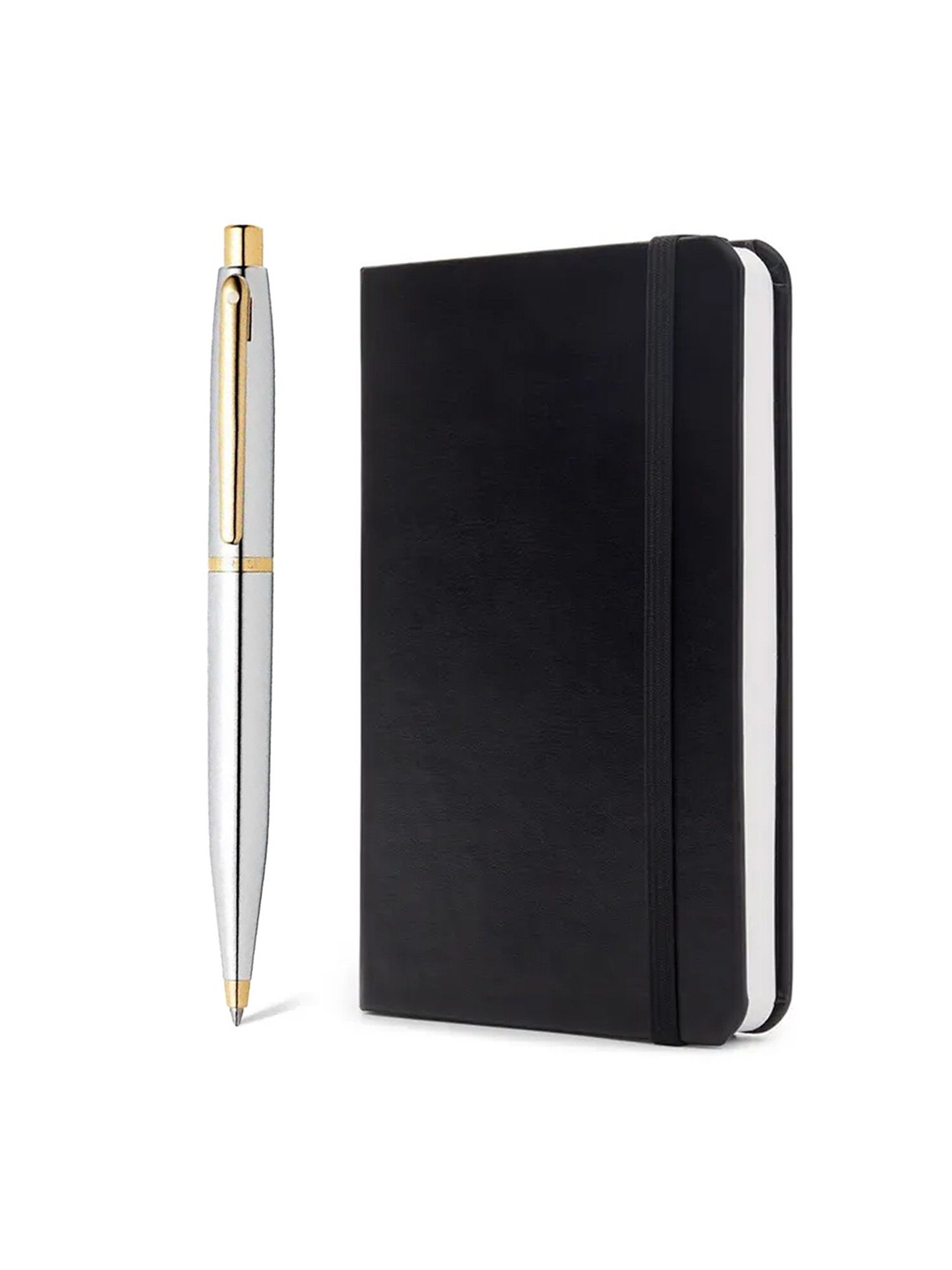 

Sheaffer Chrome with Gold Trim G9422 Ballpoint Pen with Small Notebook Giftset, Silver