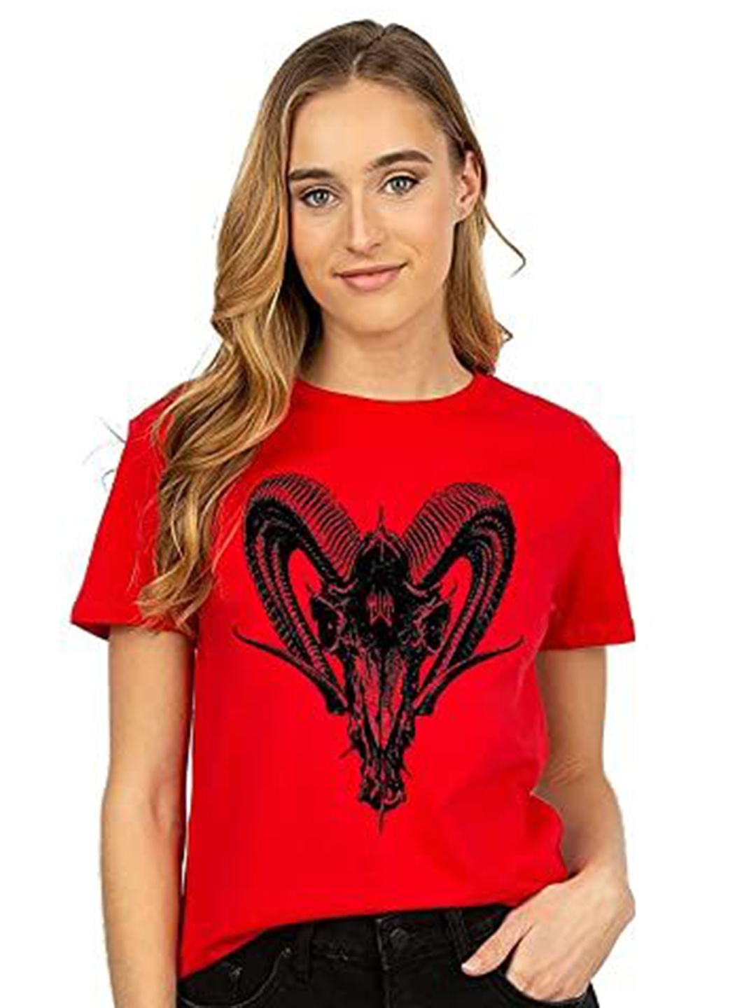 

VLAM Women Printed T-shirt, Red