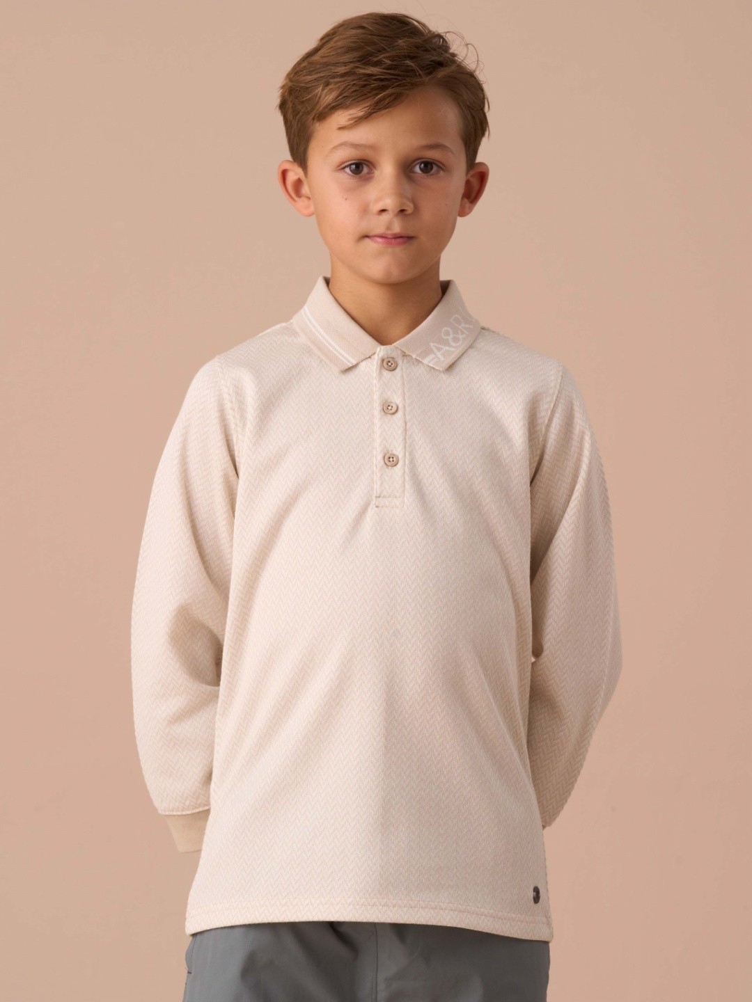 

Angel & Rocket Finn Smart Long Sleeve Polo, Cream