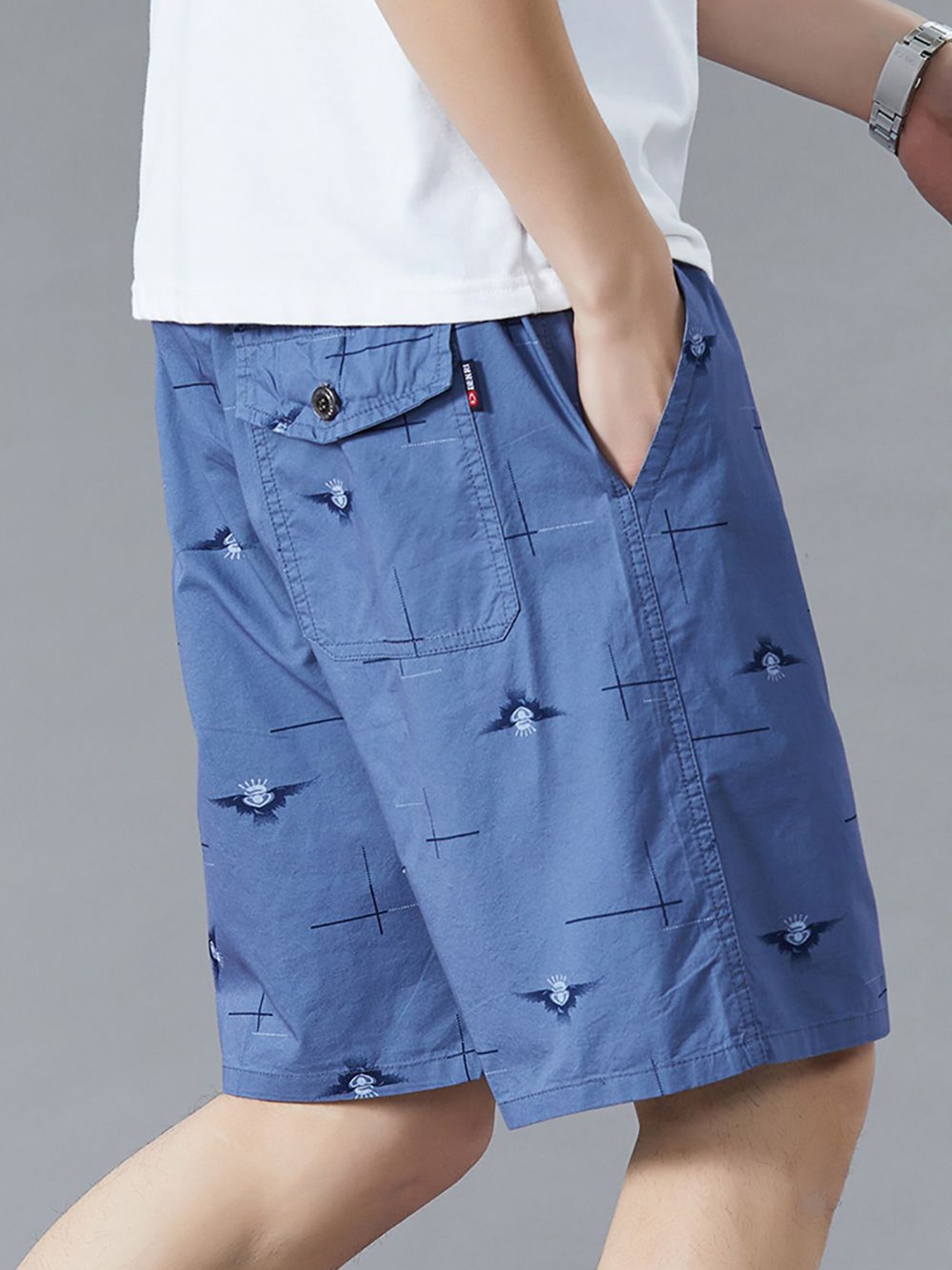 

StyleCast x Revolte Men Conversational Printed Shorts, Blue