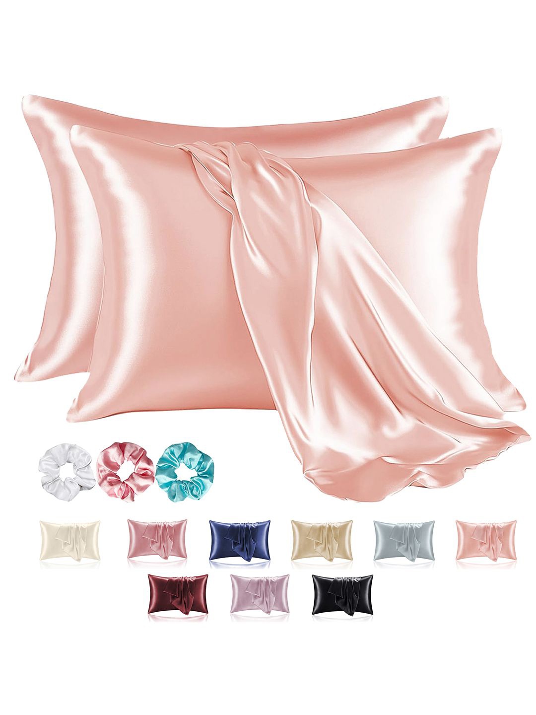 

Kuber Industries Pink 2 Pieces Satin Rectangle Pillow Covers