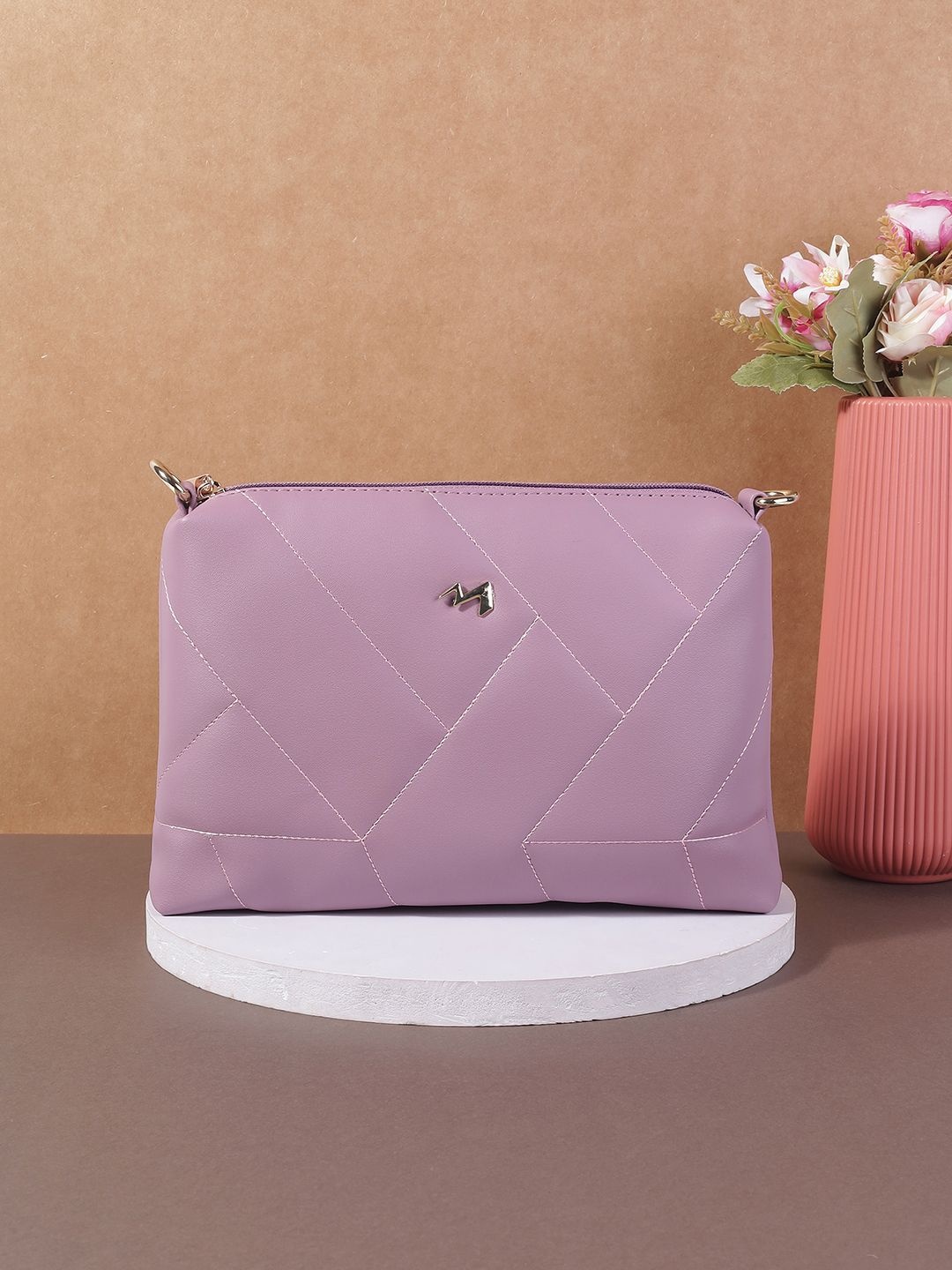 

Metro Structured Sling Bag with Bow Detail, Purple