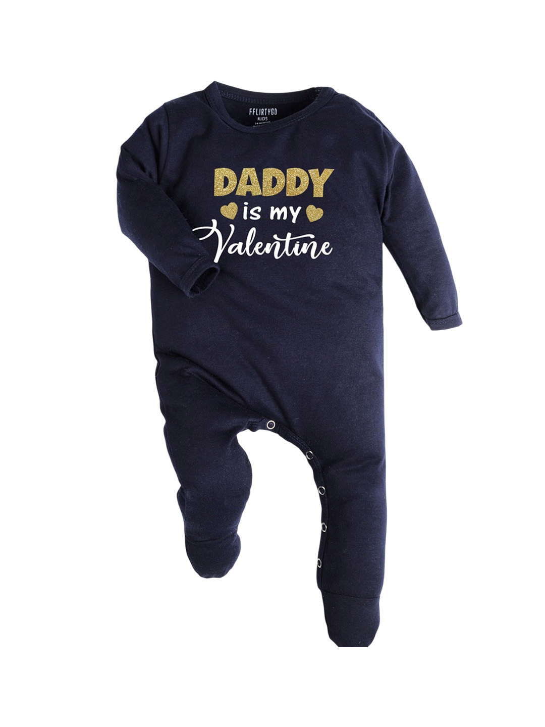 

FFLIRTYGO Infants Valentine Day Printed Cotton Sleepsuit, Navy blue