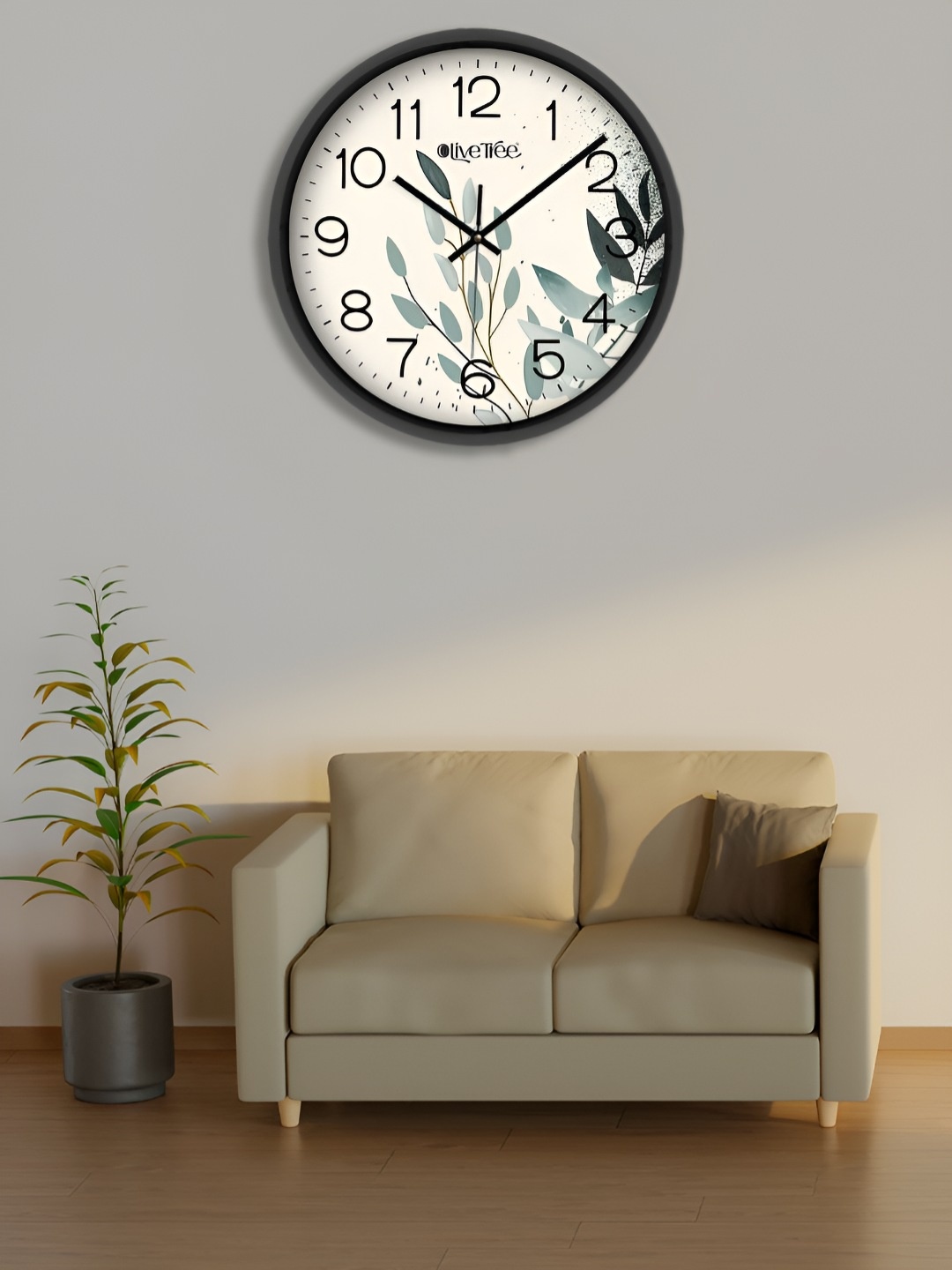 

OLIVE TREE Black & Off White Floral Printed Round Shaped Contemporary Wall Clock