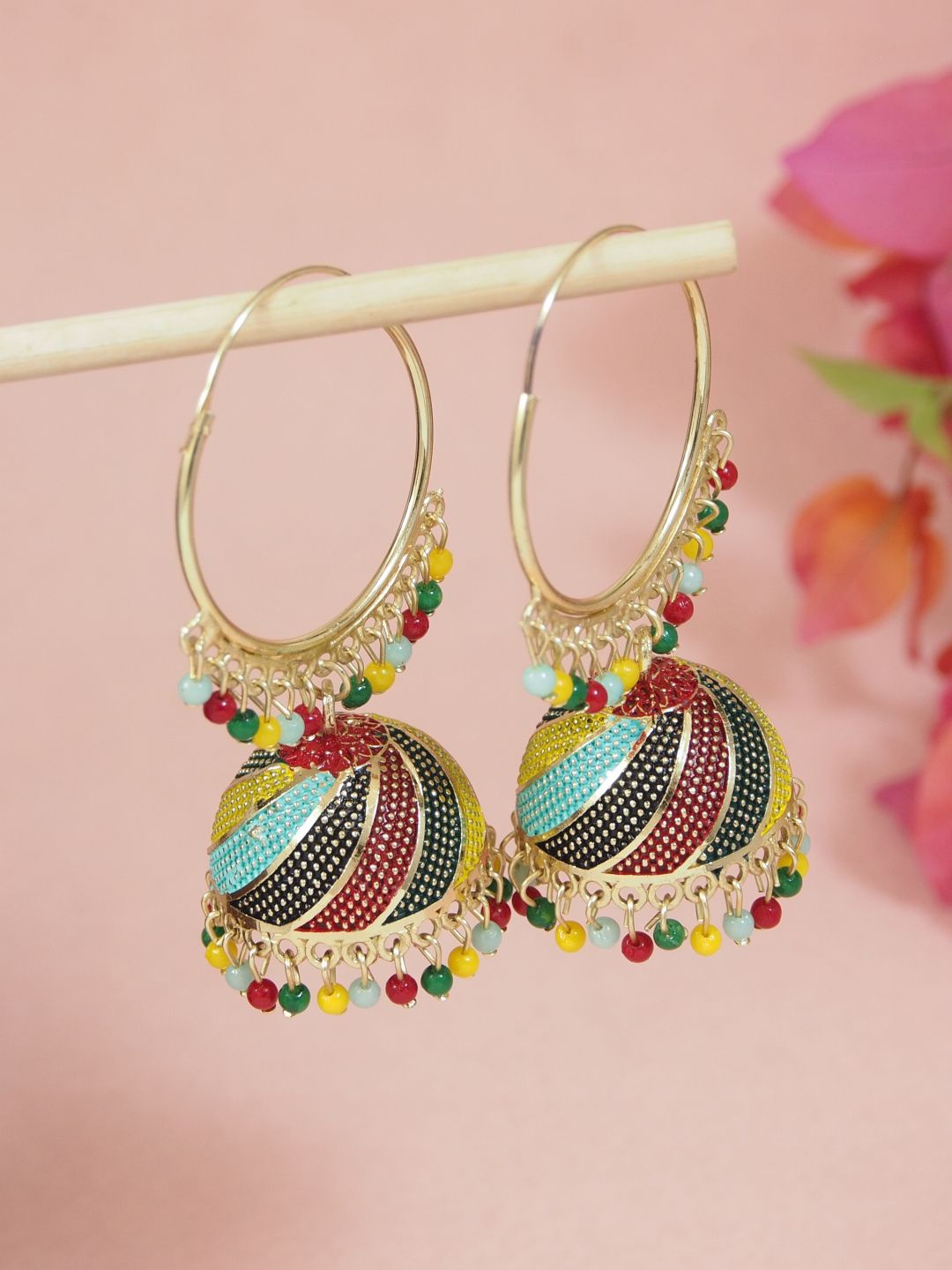 

I Jewels Contemporary Jhumkas Earrings, Multi