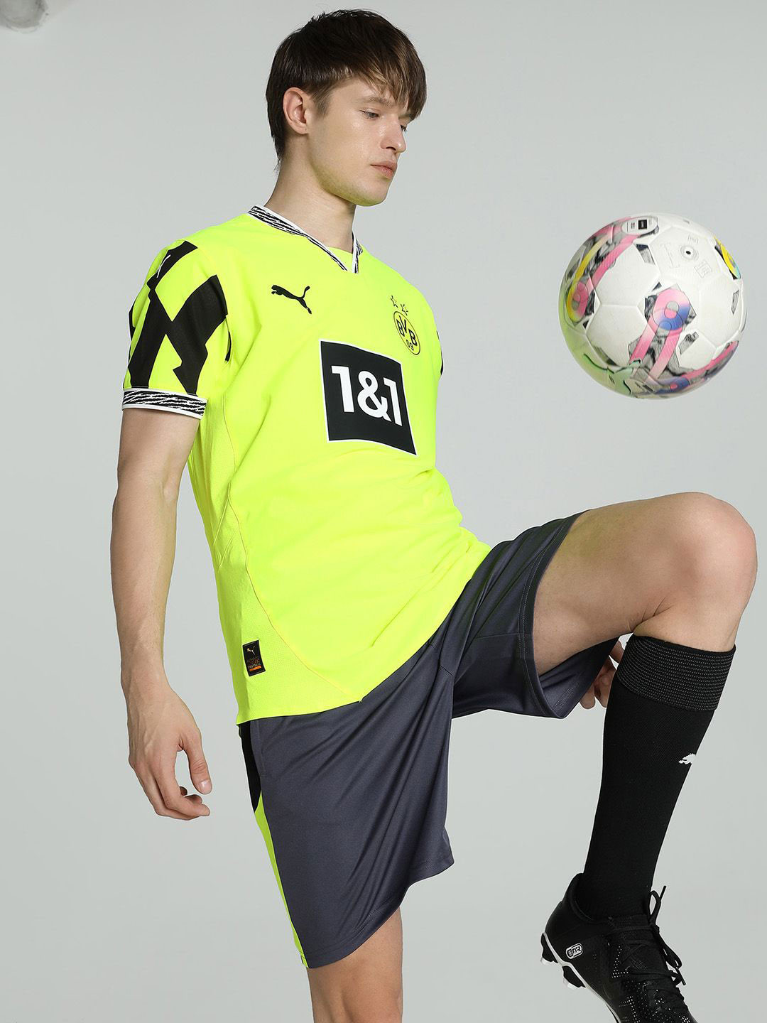 

Puma Borussia Dortmuind Printed Slim Fit Short Sleeve Football Jersey, Yellow