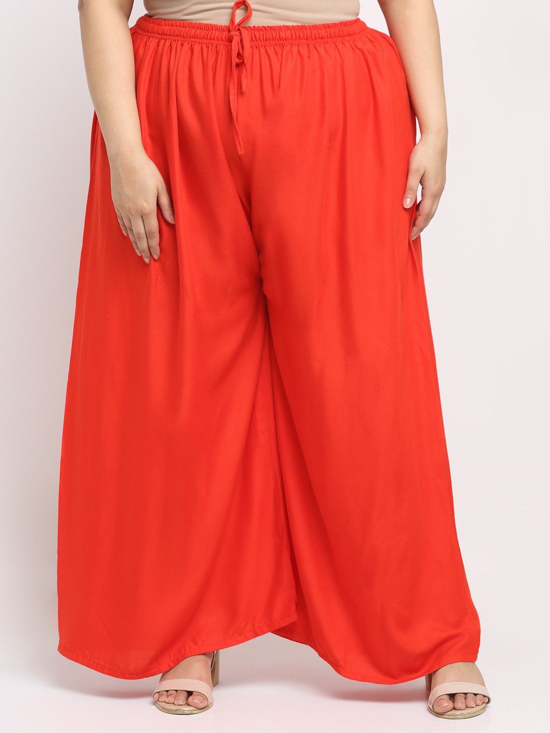 

STYLE PREZONE Women Relaxed Flared Trousers, Red