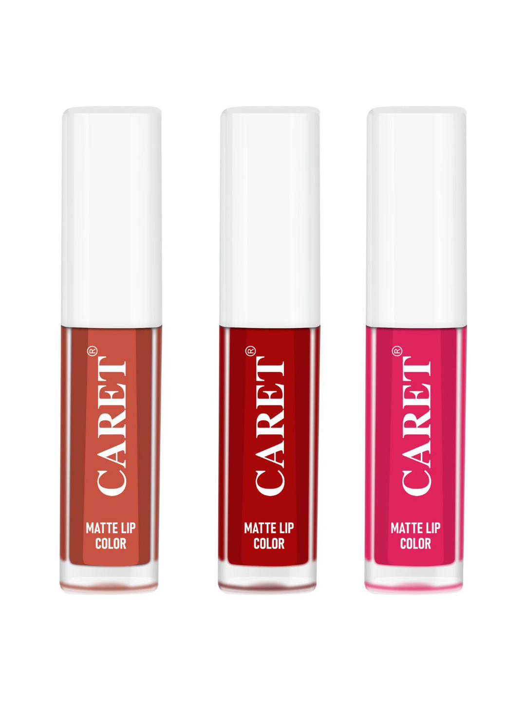 

CARET ORGANIC Set Of 3 Super-Pigmented Liquid Matte Lipsticks - 2 ml Each - 6 - 3 - 4, Red