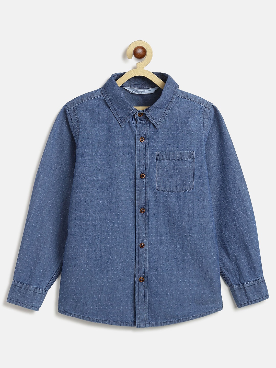 

Campana Boys Washed Cotton Denim Shirt, Blue