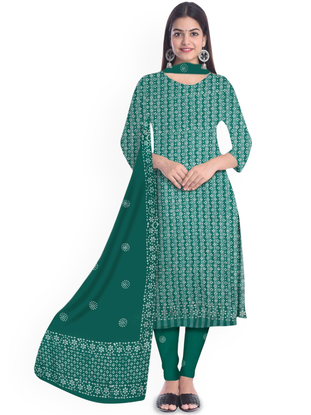 

Farooq Dyeing Floral Printed Pure Cotton Unstitched Dress Material, Teal