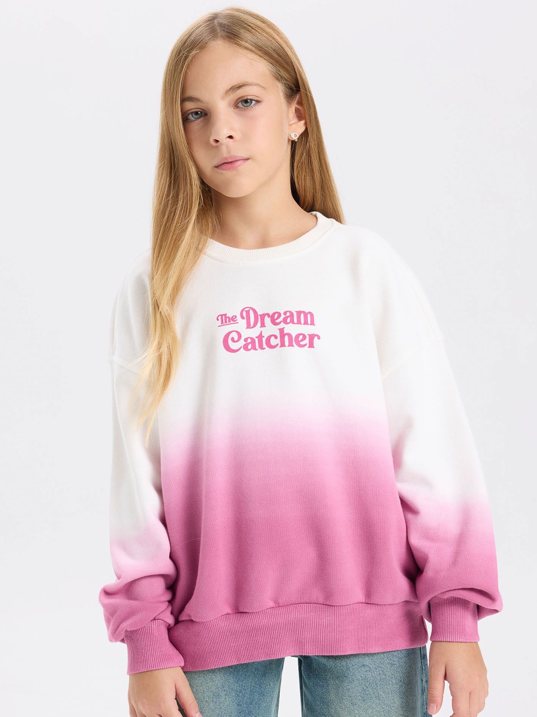 

DeFacto Girls Colourblocked Pullover, Purple