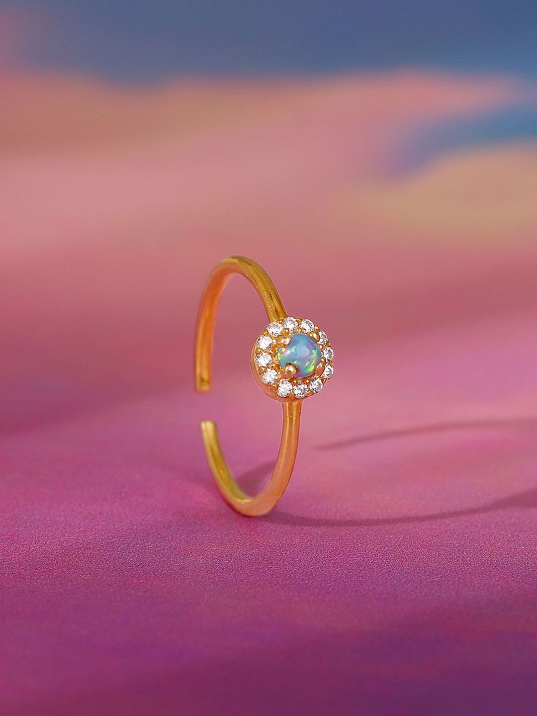 

GIVA 925 Silver Gold-Plated Zircon Studded Fabulous Adjustable Finger Ring